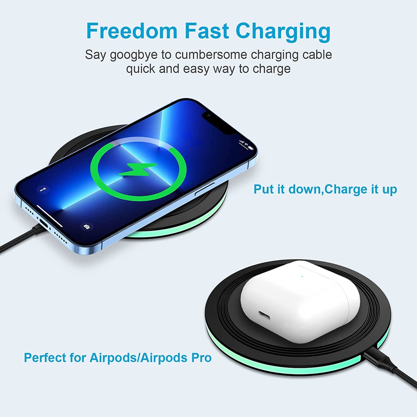 Wireless Charger, 15W Fast Wireless Charging Pad with QC 3.0 Adapter for Samsung Galaxy S23/S23 Ultra/S22/S21/S20/S10/S9/S8/S7, Z Flip4, Z Fold4, Pixel 7A/7/7 Pro/6/5/4 XL, Iphone 14/13/12/11/X/8, LG  Shenzhen Chuang Wei Da Technology Co., LTD   