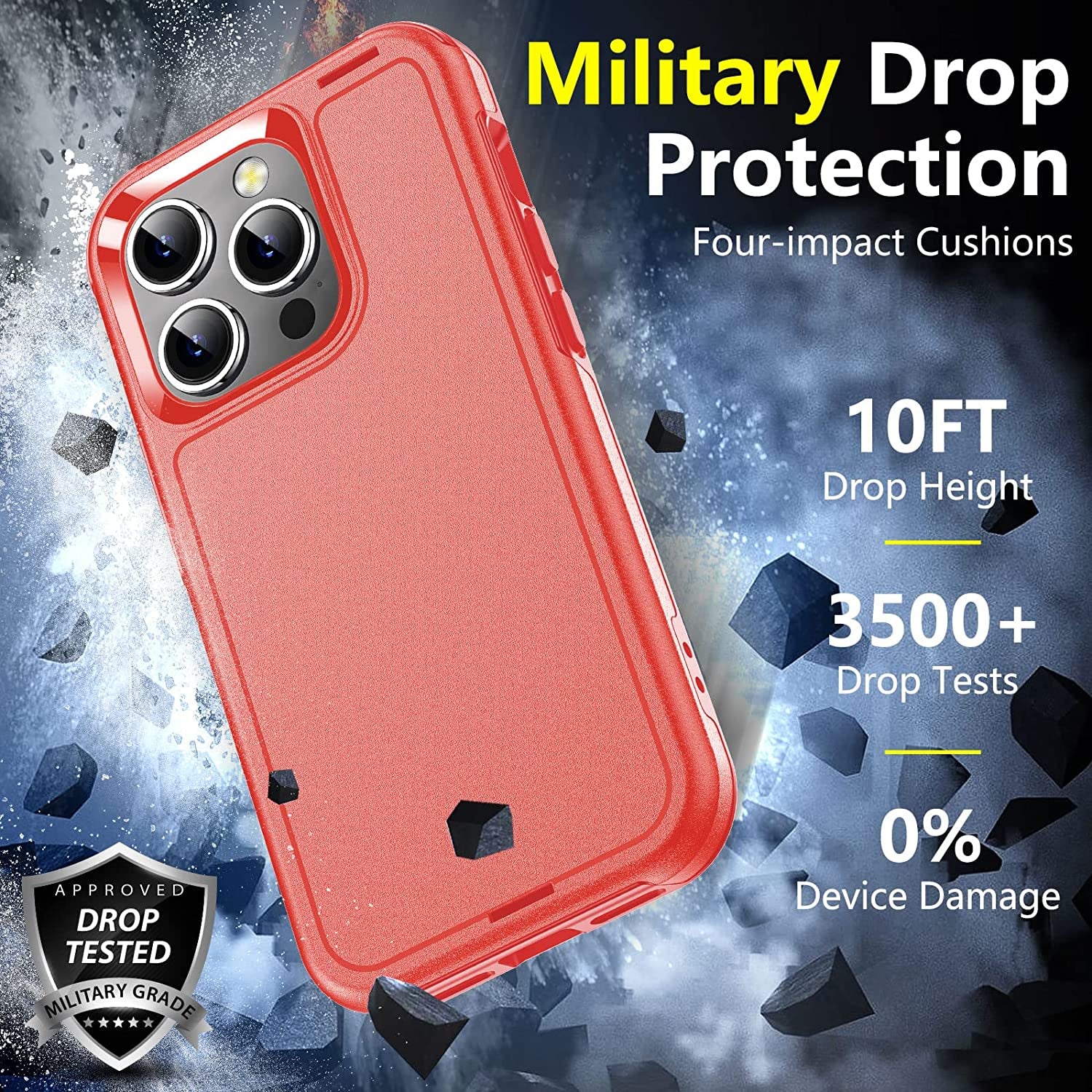 Jaroco for Iphone 14 Pro Case, [Military Grade Drop Protection] [2 Pcs Screen Protector & Camera Lens Protector] Full-Body Shockproof Protective for Iphone 14 Pro Phone Case 6.1 Inch (Red)  jaroco   