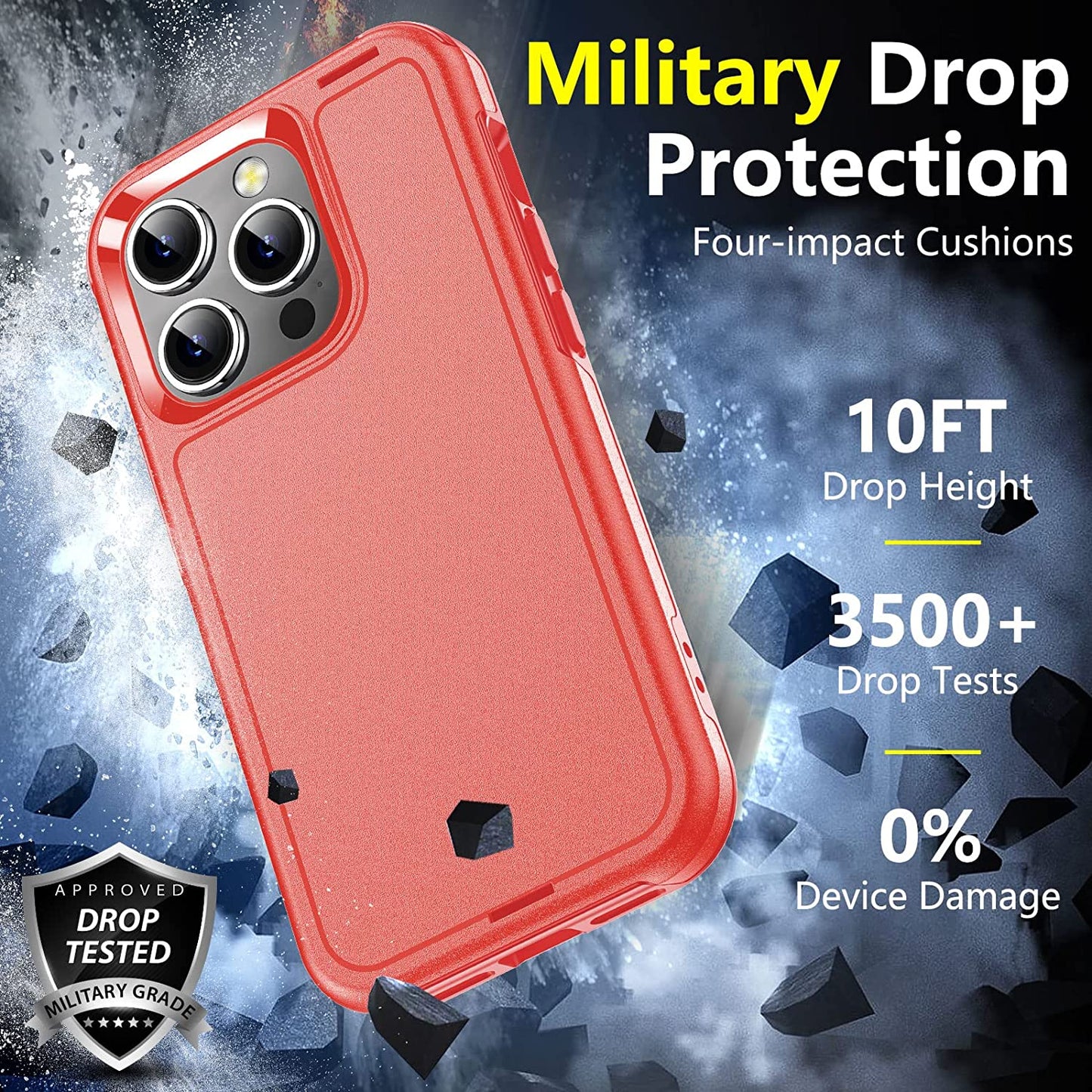 Jaroco for Iphone 14 Pro Case, [Military Grade Drop Protection] [2 Pcs Screen Protector & Camera Lens Protector] Full-Body Shockproof Protective for Iphone 14 Pro Phone Case 6.1 Inch (Red)  jaroco   