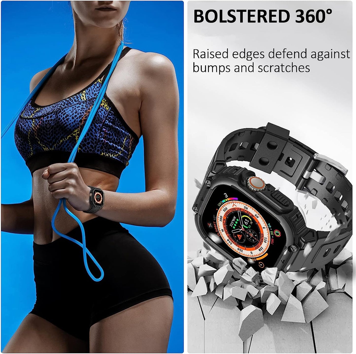 HATALKIN for Apple Watch Ultra Band with Ultra Case 49Mm,Rugged Bands Bumper Protector Men Women Ultra Accessories Compatible for Apple Iwatch Ultra 49Mm  HATALKIN   