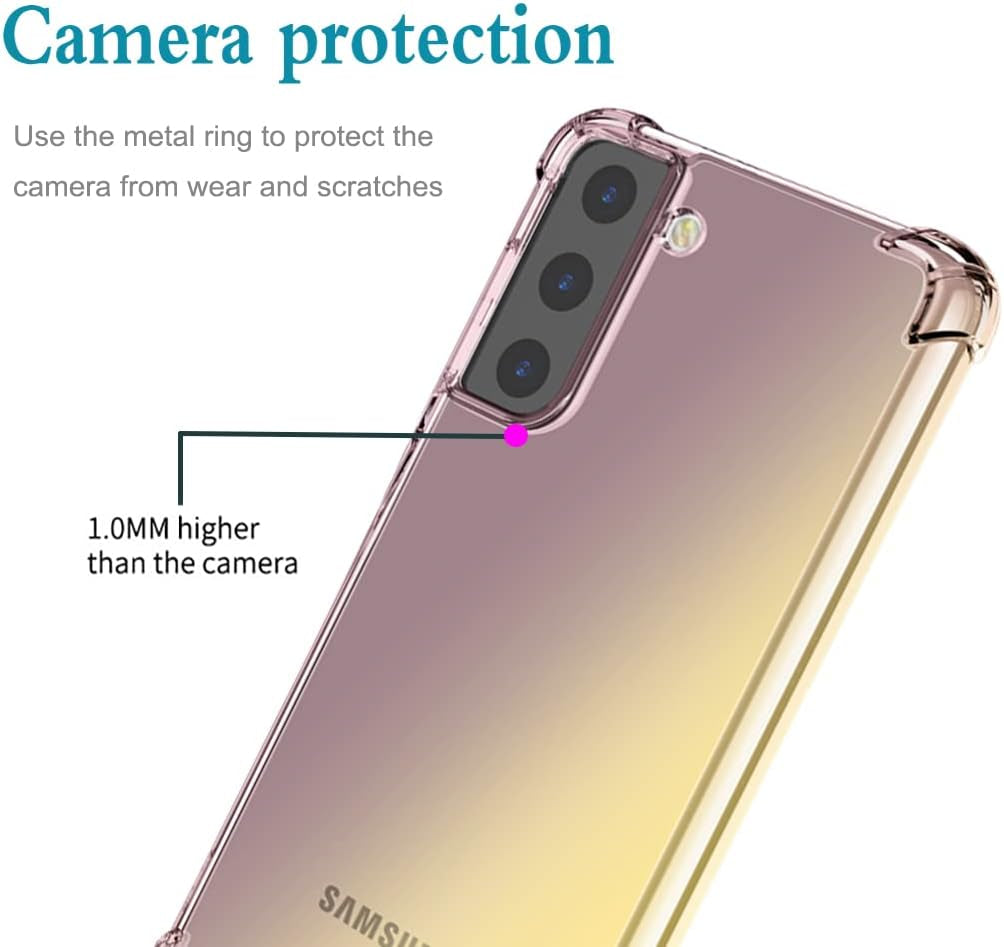 Vokuha for Galaxy S21 plus Case,Samsung S21 + Case, Cute Clear Gradient Slim Shockproof Soft Flexible TPU Back Phone Protective Cover for Samsung Galaxy S21 plus 5G (Black/Gold)  Vokuha   