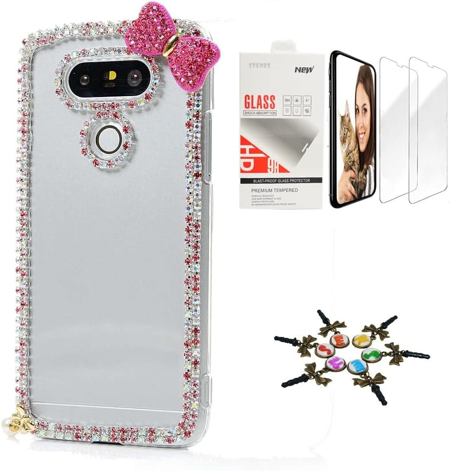 STENES Bling Case Compatible with LG G6 / LG G6 plus - Stylish - 3D Handmade [Sparkle Series] Mermaid Dolphin Starfish Design Cover with Screen Protector [2 Pack] - Blue  STENES Cute Bowknot / Pink Design For Lg Stylo 3 