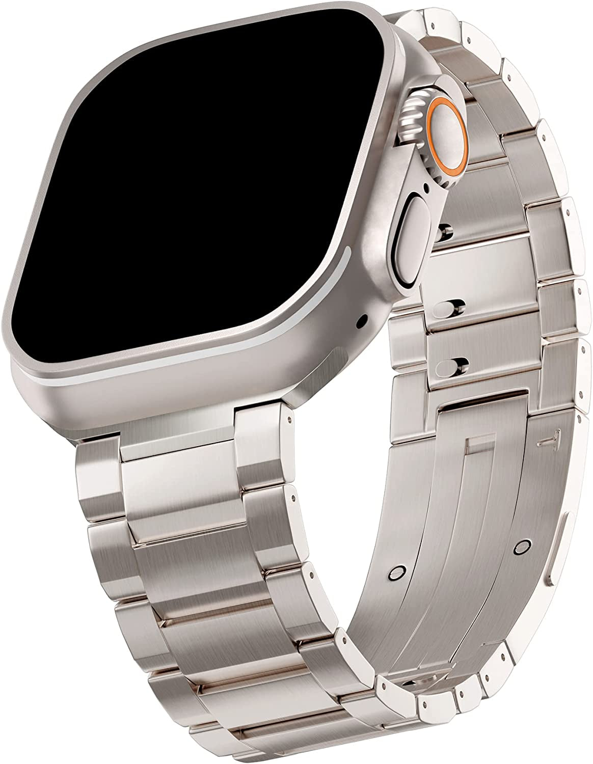 LDFAS Titanium Band Compatible for Apple Watch Ultra Band 49Mm Titanium Link Bracelet Metal Watch Strap with Curved Buckle Compatible for Apple Watch Se/Series 8/7 45Mm/44Mm Band, Silver Gray  LDFAS   