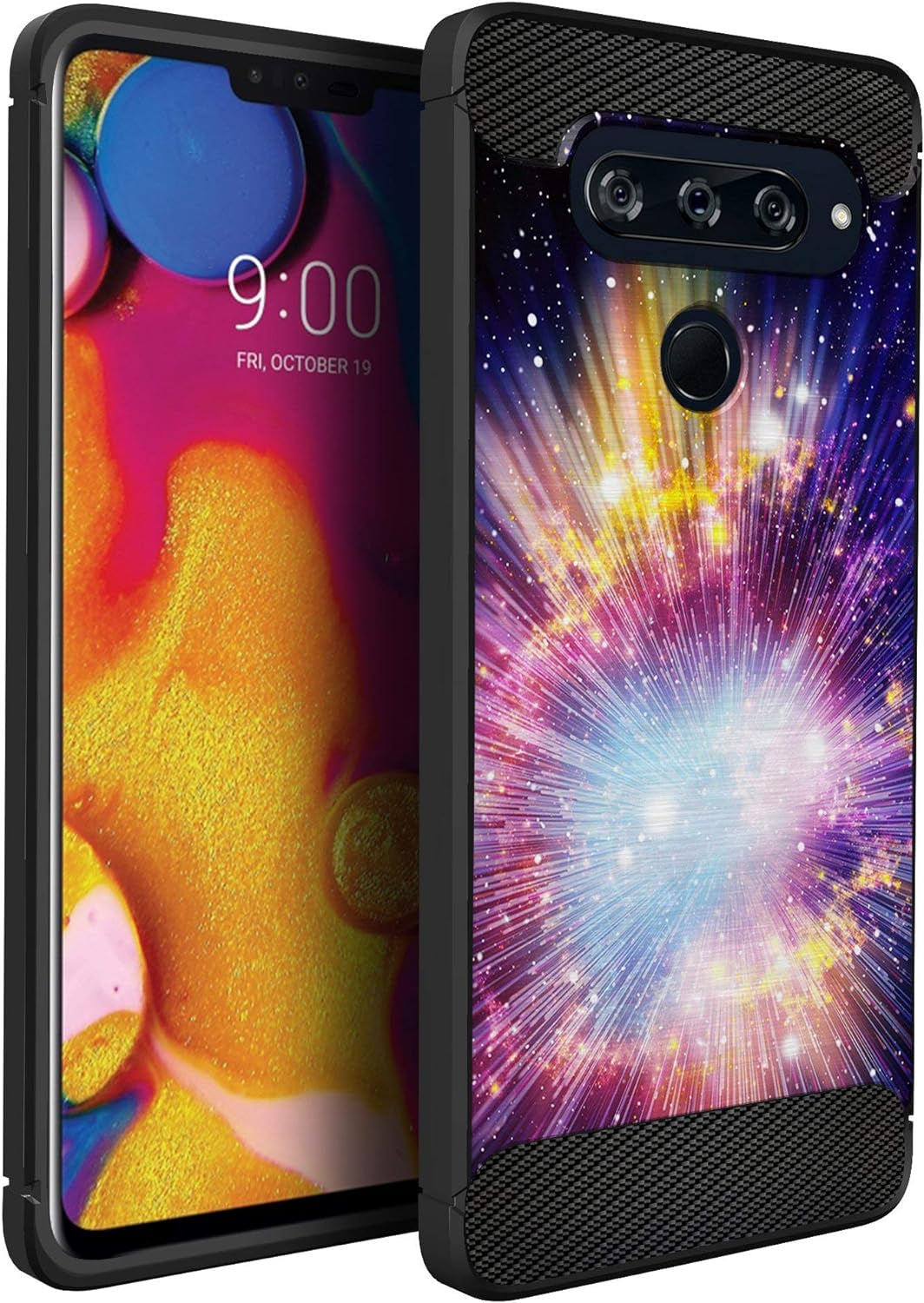 Casesondeck Case Compatible with LG V40 Thinq - Soft Fitted Flexible TPU Cover Shock Protection (Blue Future Skull)  CasesonDeck Lightspeed  