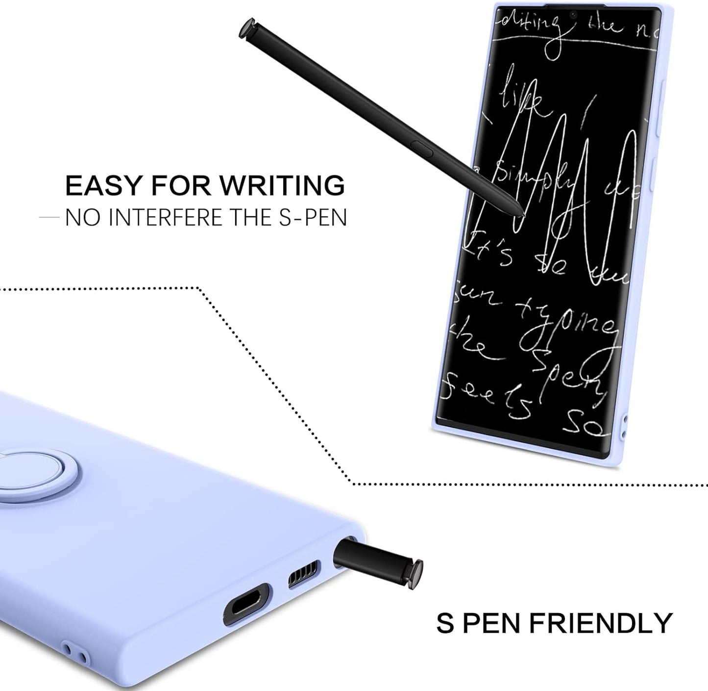 BENTOBEN Galaxy S22 Ultra Case, Slim Silicone 360° Ring Holder Kickstand Magnetic Soft Rubber Non-Slip Shockproof Ptotective Case for Galaxy S22 Ultra 6.8 Inch, Light Purple  BENTOBEN   