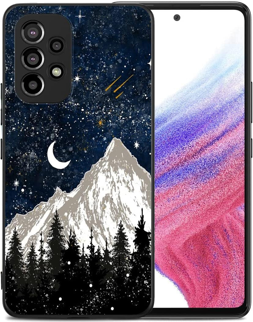 Compatible with Samsung Galaxy A53 Case, American Flag Eagle Aesthetic Pattern Design, Full Body Protection Shockproof Cover Case for Samsung Galaxy A53 5G 6.5"  MSEAANBK Moon Starry Mountains  