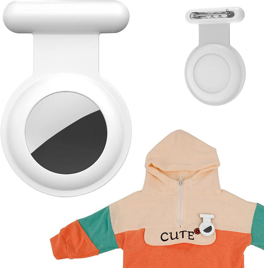 Holder Case Compatible for Airtag, Hidden Soft Silicone Holder Case for Air Tag GPS Tracker with Invisible Pin for Kids, Safer than Bracelet, Keychain, Watchband, Necklace, Wristband(White)  Enspito   