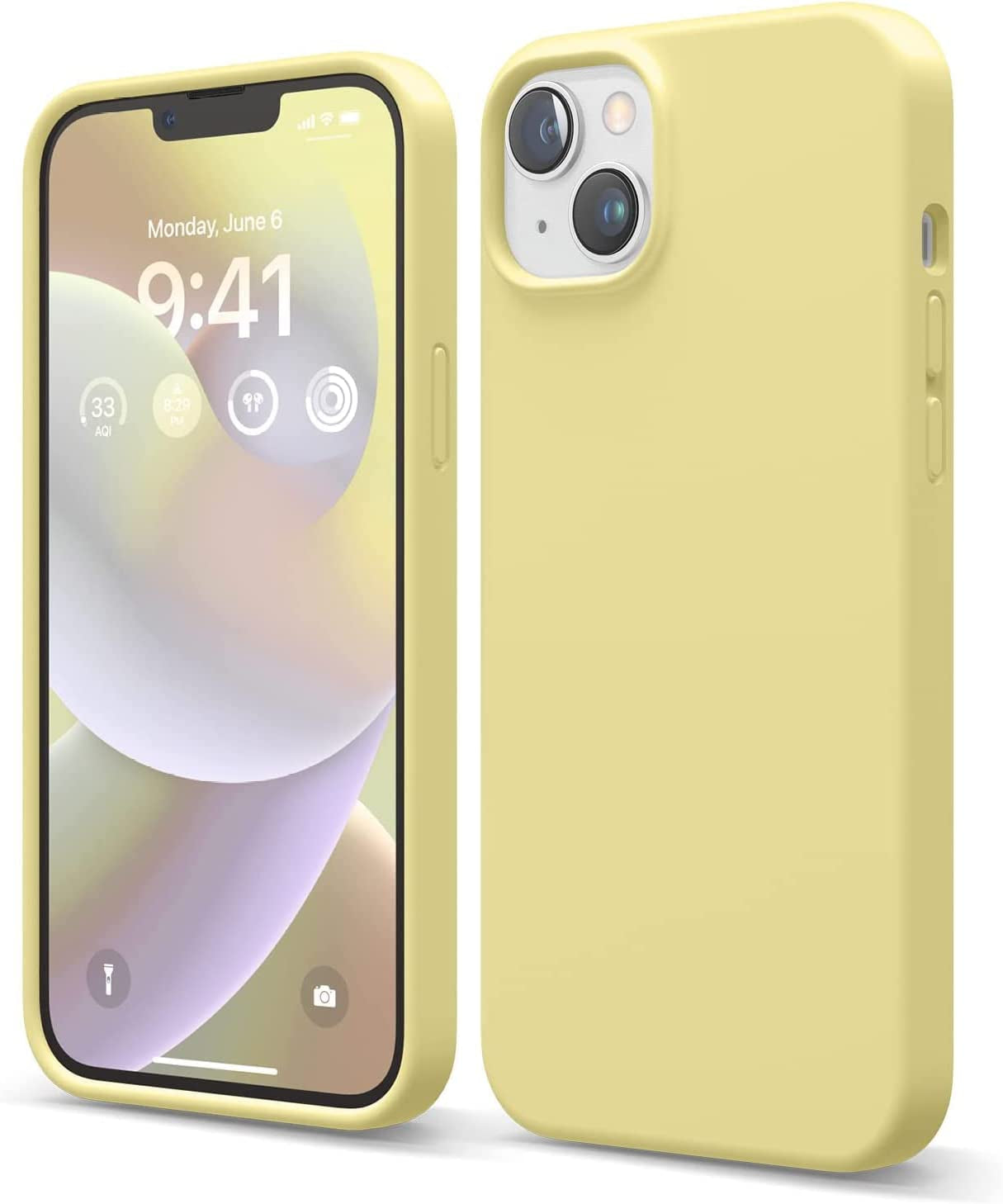 Elago Compatible with Iphone 14 Case, Liquid Silicone Case, Full Body Protective Cover, Shockproof, Slim Phone Case, Anti-Scratch Soft Microfiber Lining, 6.1 Inch (Stone)  elago Yellow  