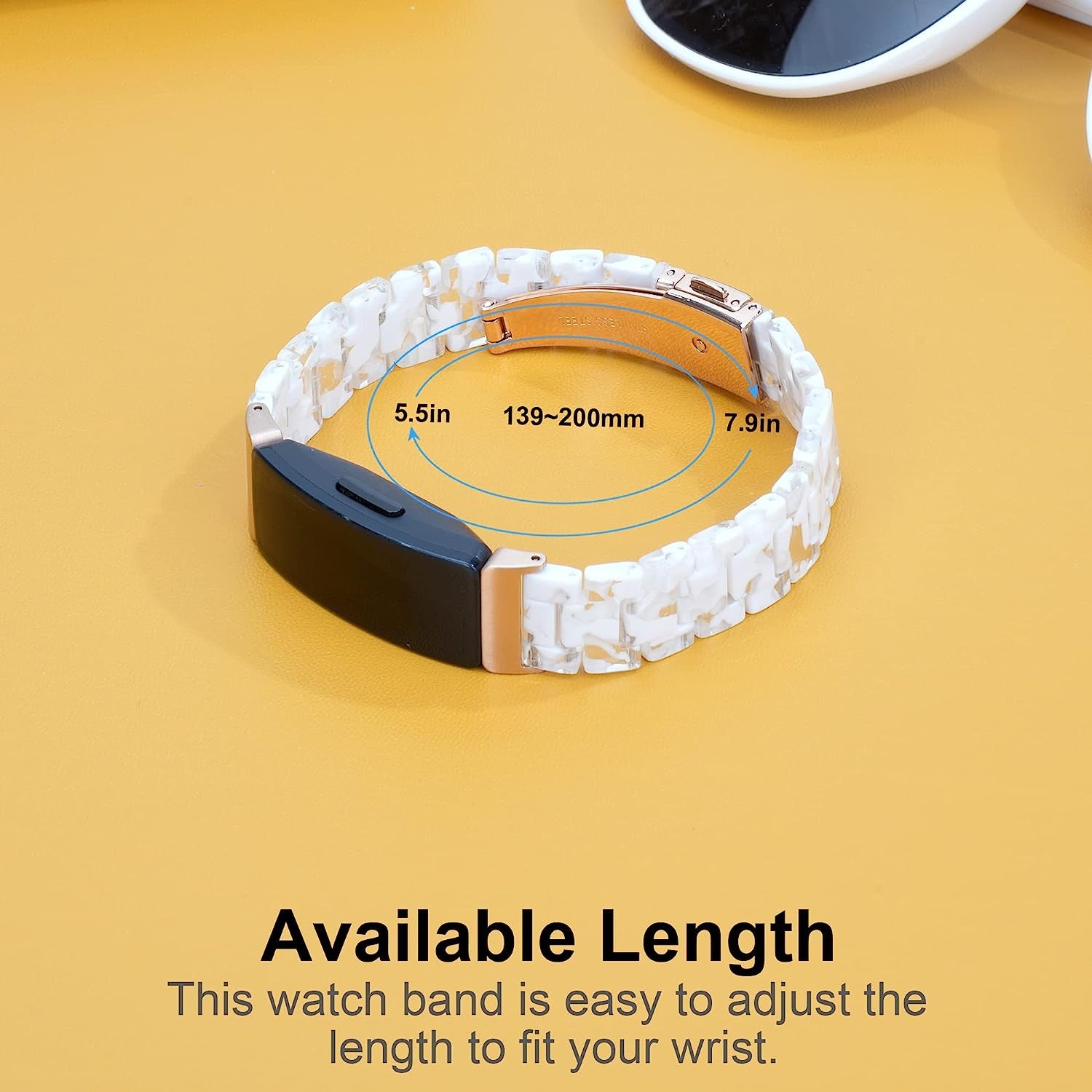 Wongeto Compatible with Fitbit Inspire 2 & Inspire/Inspire HR Bands for Women Girls, Resin Wristband Strap with Stainless Steel Buckle Replacement Bands for Fitbit Inspire Accssorises(White Flower)  Wongeto   