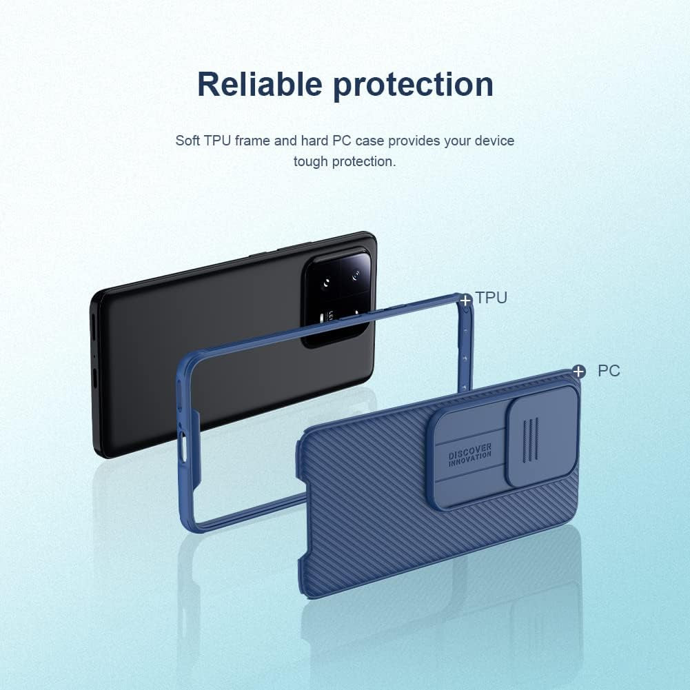 WVOZWWO for Xiaomi 13 Pro Case Cover, Xiaomi Mi 13 Pro Phone Case with Slide Camera Protector Cover Hard PC TPU Slim Rugged Shockproof Protective Phone Case for Xiaomi Mi 13 Pro (Blue)  Grand Eletronics   