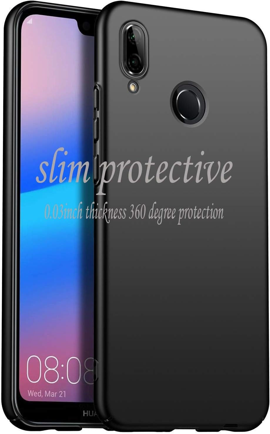 Winpromise Phone Case for Huawei P20 Lite Case [Anti-Scratch] [Durable Premium Plastic] [Ultra Thin] [Silky Feel] Slim Protective Hard Cover for Huawei P20 Lite (Black)  Winpromise   