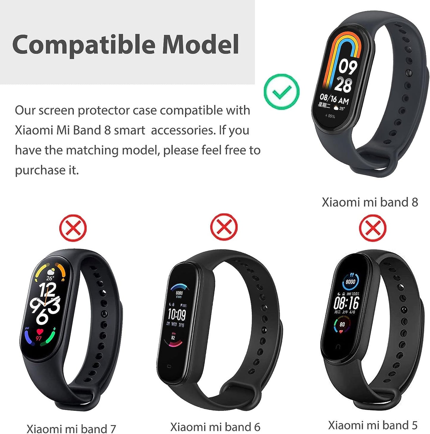 [2 Pack] Miimall Campatible for Xiaomi Mi Band 8 Case with Screen Protector, PC Full Coverage Case HD Ultra-Thin Screen Protector Anti-Scratch Protective Case Cover for Xiaomi Mi Band 8 (Clear+Black)  Miimall   
