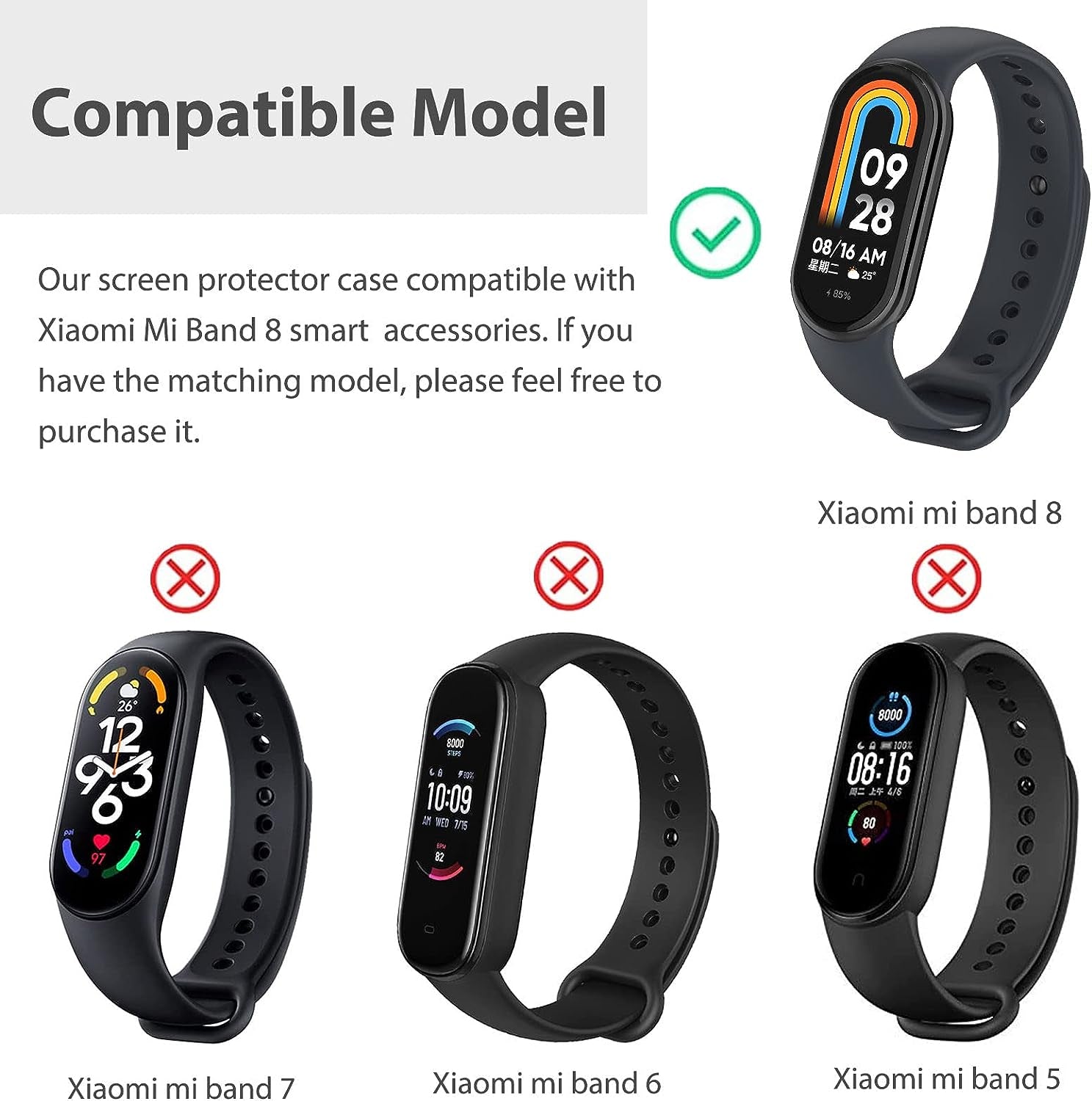 [2 Pack] Miimall Campatible for Xiaomi Mi Band 8 Case with Screen Protector, PC Full Coverage Case HD Ultra-Thin Screen Protector Anti-Scratch Protective Case Cover for Xiaomi Mi Band 8 (Clear+Black)  Miimall   