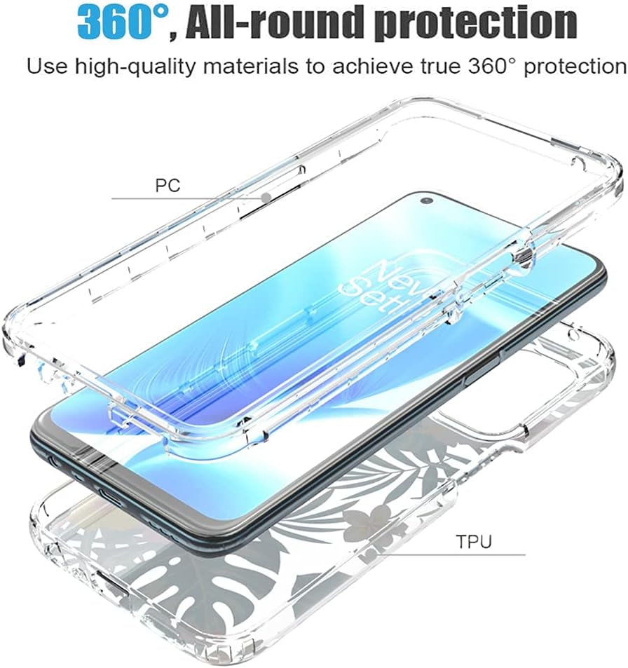 Zoeirc Case for Oneplus Nord N200 Case, Oneplus N200 5G Clear Case for Girls, Soft TPU 360 Full Body Shockproof Hybrid Bumper Crystal Clear Phone Case Cover for Oneplus Nord N200 5G (Flowers & Leaves)  Zoeirc   