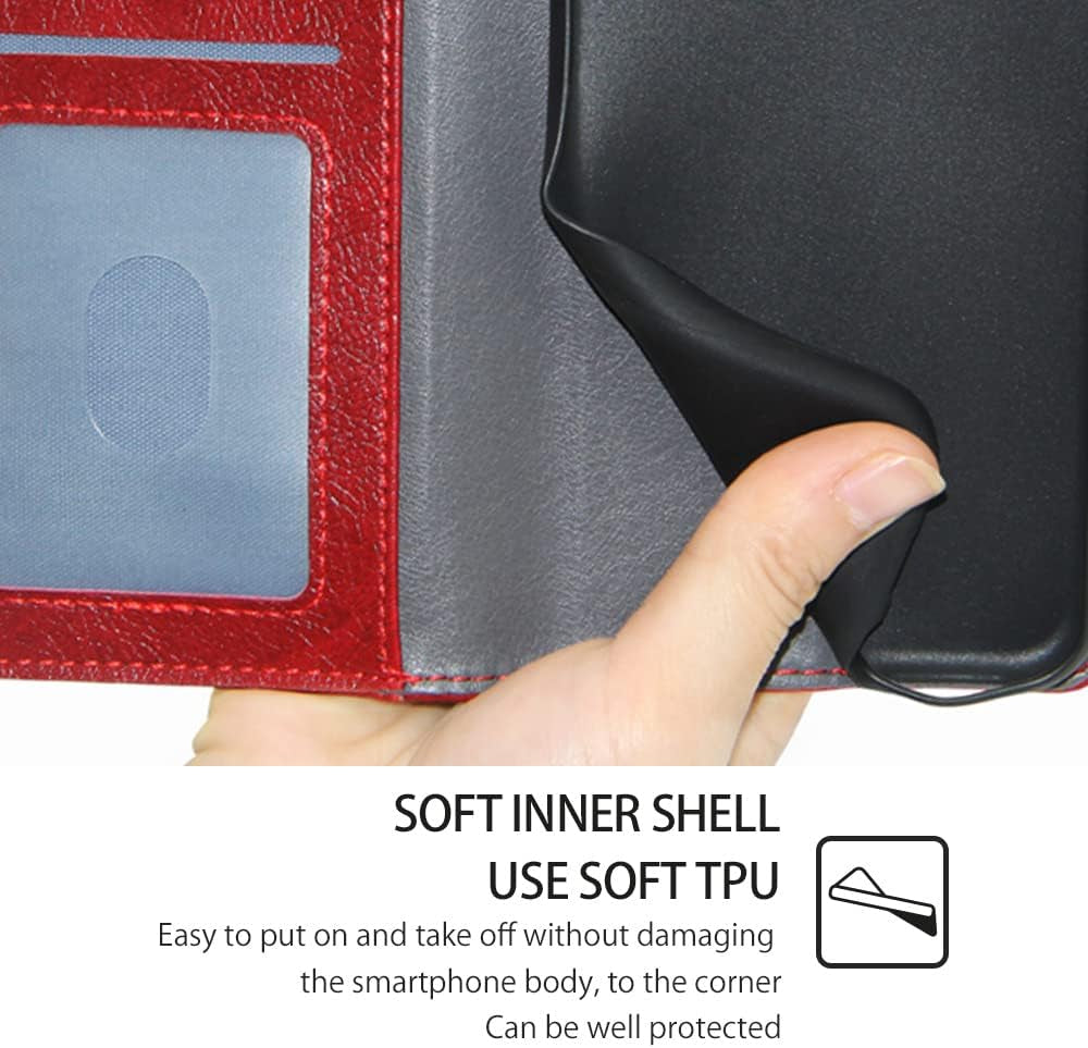 Bailishi BANLEI2U Phone Cover Zipper Wallet Folio Case for LG G7 THINQ, Premium PU Leather Slim Fit Cover for G7 THINQ, 1 Transparent Photo Frame Slot, Skin Friendly, Red  BANLEI2U   