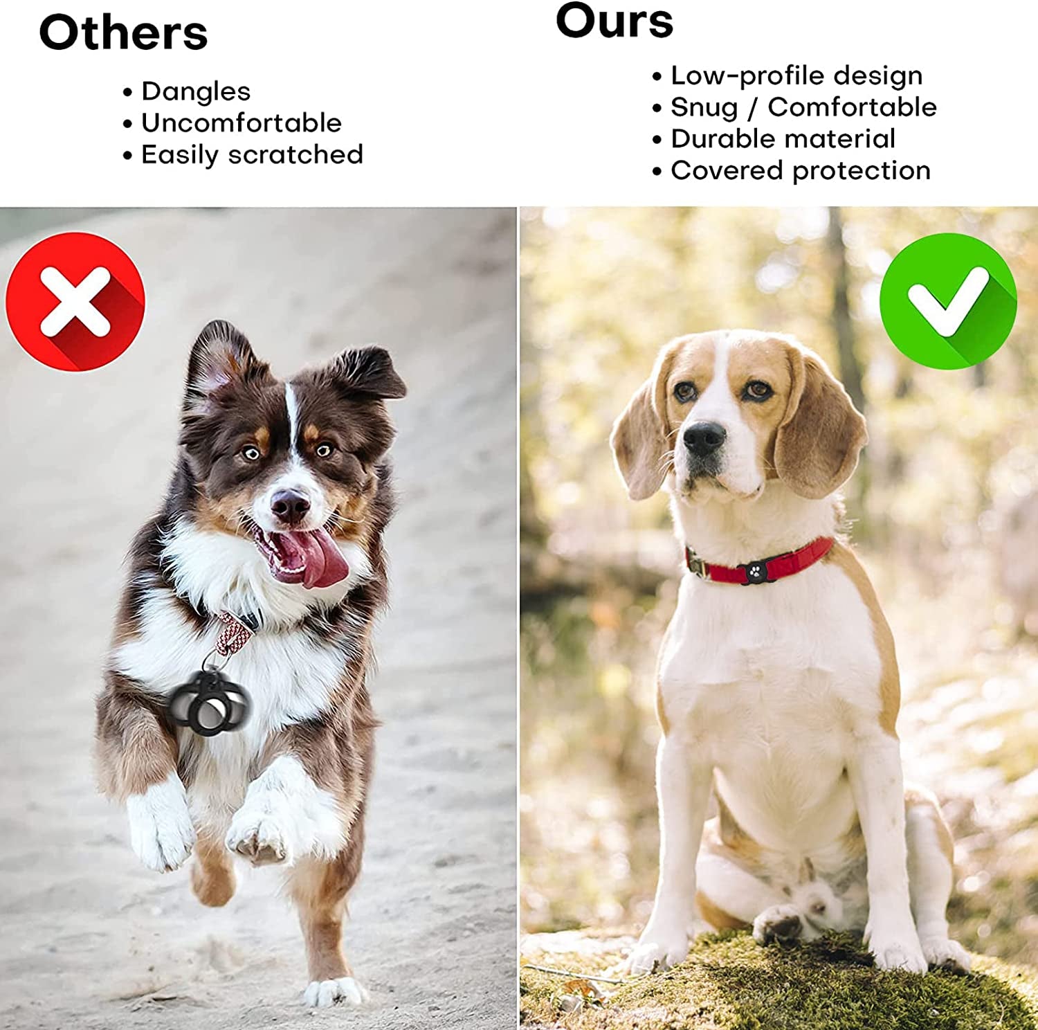 Airtag Dog Collar Holder, Fineiva anti Chew Protective Air Tag Case for 0.8-1.2 Inch Pet Collar, Silicone GPS Dog Tracker Compatible for Dog Cat Loop, Apple Iphone, Backpacks, Luggage, Child  Fineiva   