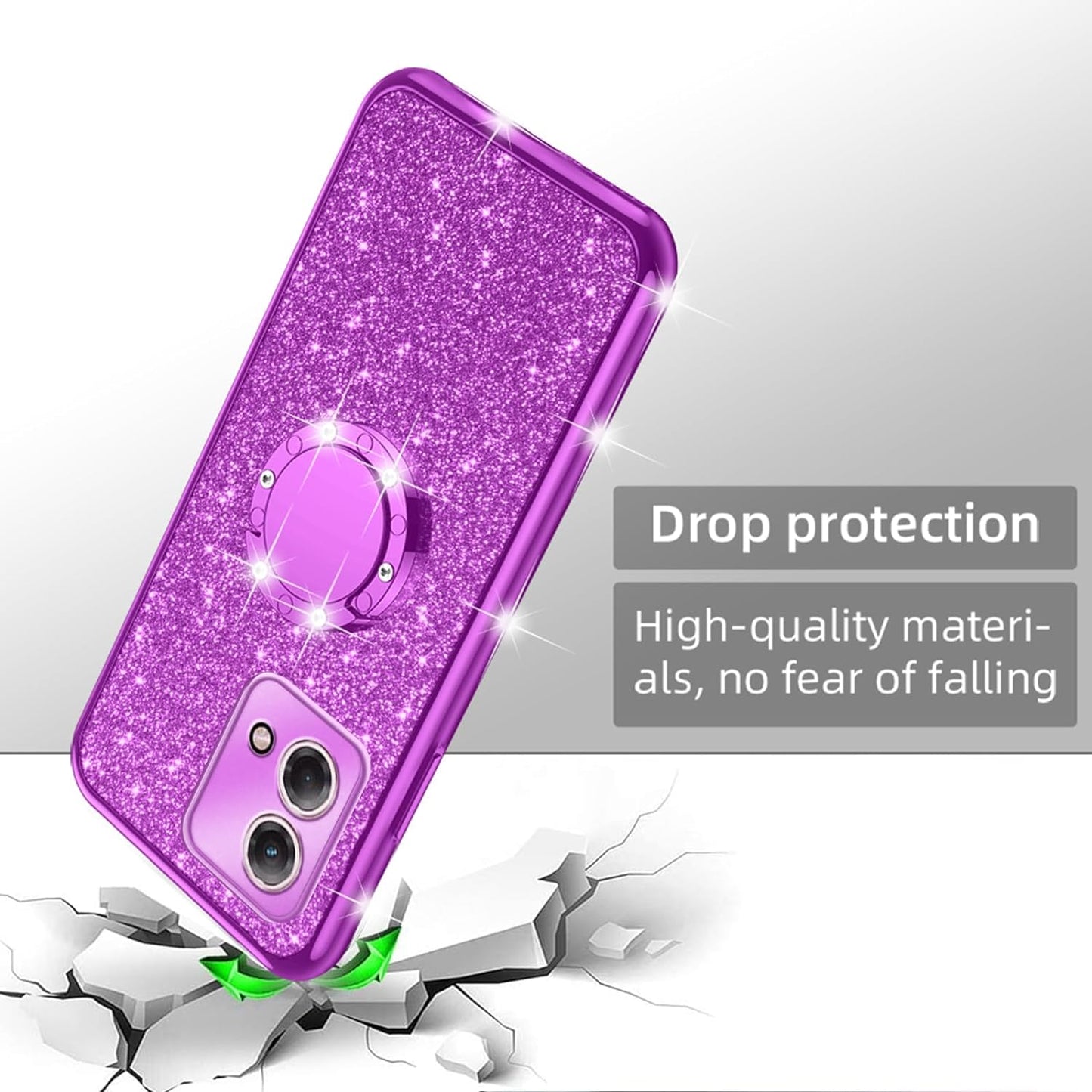 Nancheng Case for Motorola Moto G Stylus 4G 2023 Girls Women Glitter Cute Soft TPU Cover with Ring Kickstand Strap Lanyard Bumper Shockproof Protective Cell Phone Case for G Stylus 2023 4G - Purple  nancheng   