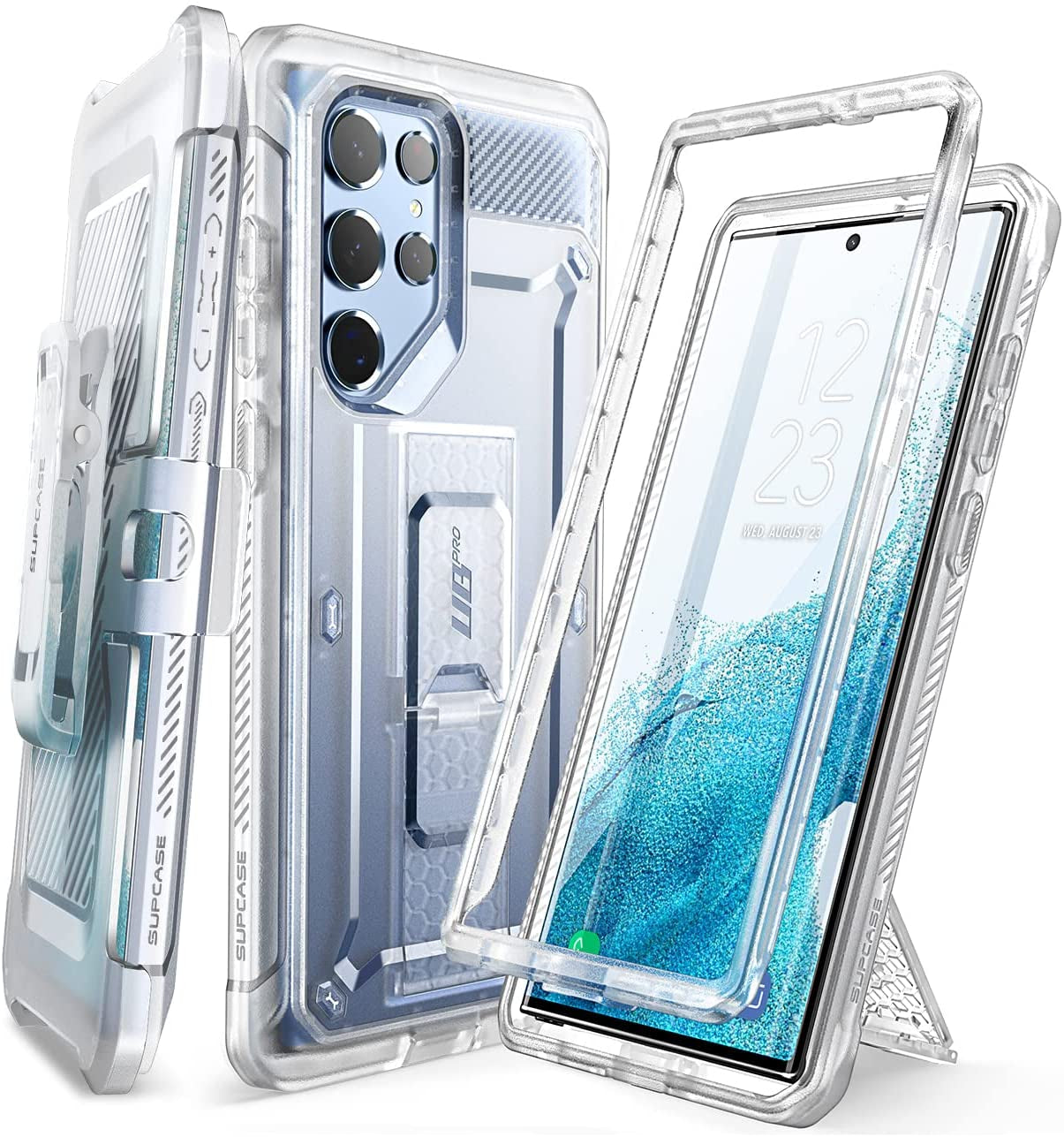 SUPCASE Unicorn Beetle Pro Series Case for Samsung Galaxy S22 Ultra 5G (2022 Release), Full-Body Dual Layer Rugged Belt-Clip & Kickstand Case without Built-In Screen Protector (Peacock)  SUPCASE Frost Clear  