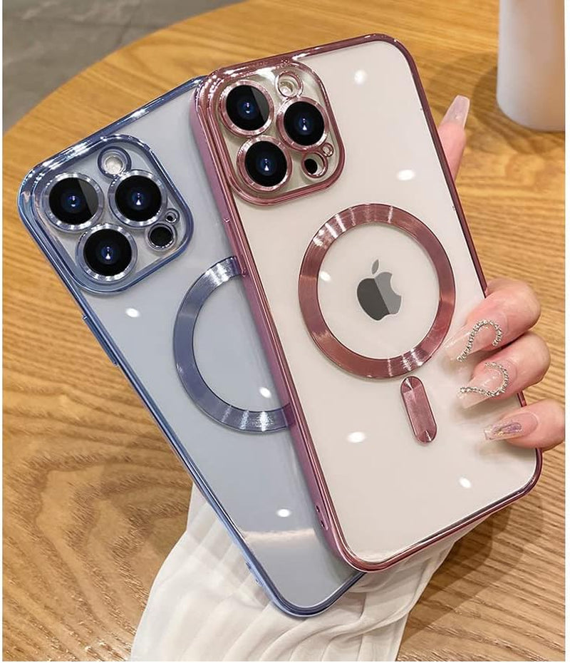 ZIYE Magnetic Case for Iphone 14 Pro Max Case [Compatible with Magsafe] Camera Lens Protector Plating Luxury Cover for Women Men Clear Soft TPU Shockproof Protective Phone Case - Pink  ZIYE   