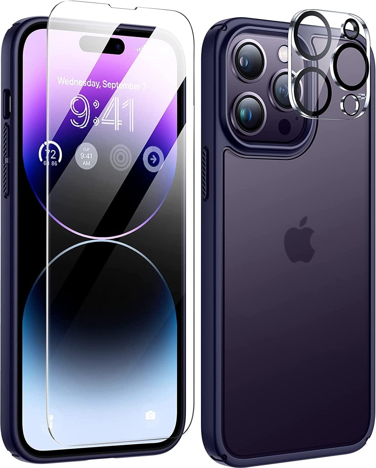 Humixx [5 in 1 Shockproof for Iphone 14 Pro Max Case, [2X Screen Protector + 2X Lens Protector] [Military Drop Protection] Silicon Slim Thin Translucent Matte Iphone 14 Pro Max Phone Case 6.7'' Black  Humixx   