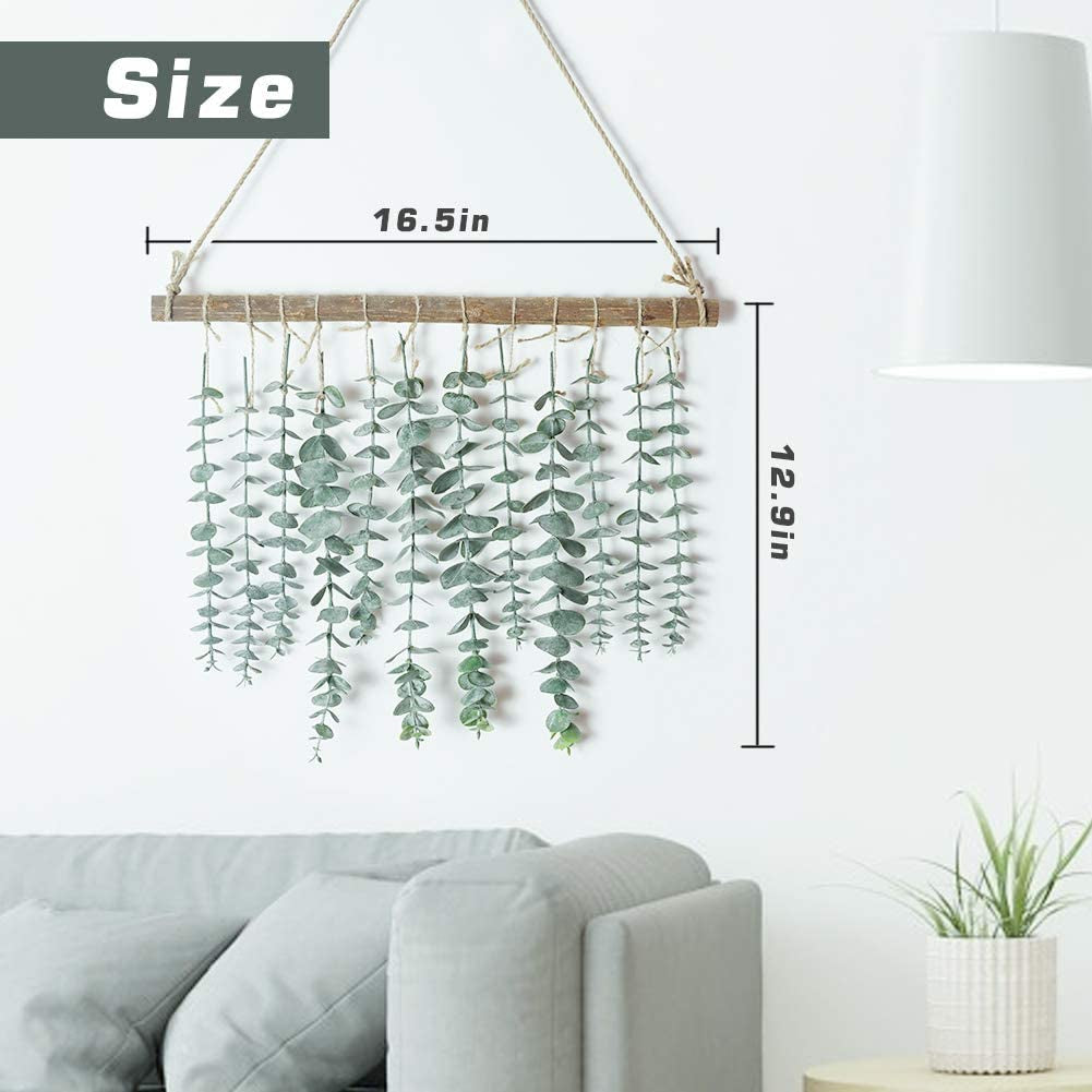 MEET ROSE Bathroom Decor Artificial Eucalyptus Wall Hanging Decor-Fake Eucalyptus Leaves Greenery Farmhouse Rustic Wall Hanging for Wedding，Bedroom，Kitchen，Nursery,Party Boho Home Decorations（Green）  MEET ROSE   