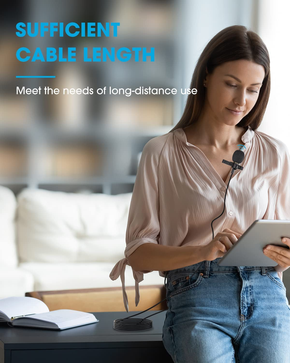 Pop Voice Lapel Microphone Lavalier Mic - Noise Cancelling 16 Feet Lav Mic for Iphone Android & Windows Smartphones, Youtube, Interview, Studio, Video Recording (Single Head Omnidirectional Condenser)  PoP voice   