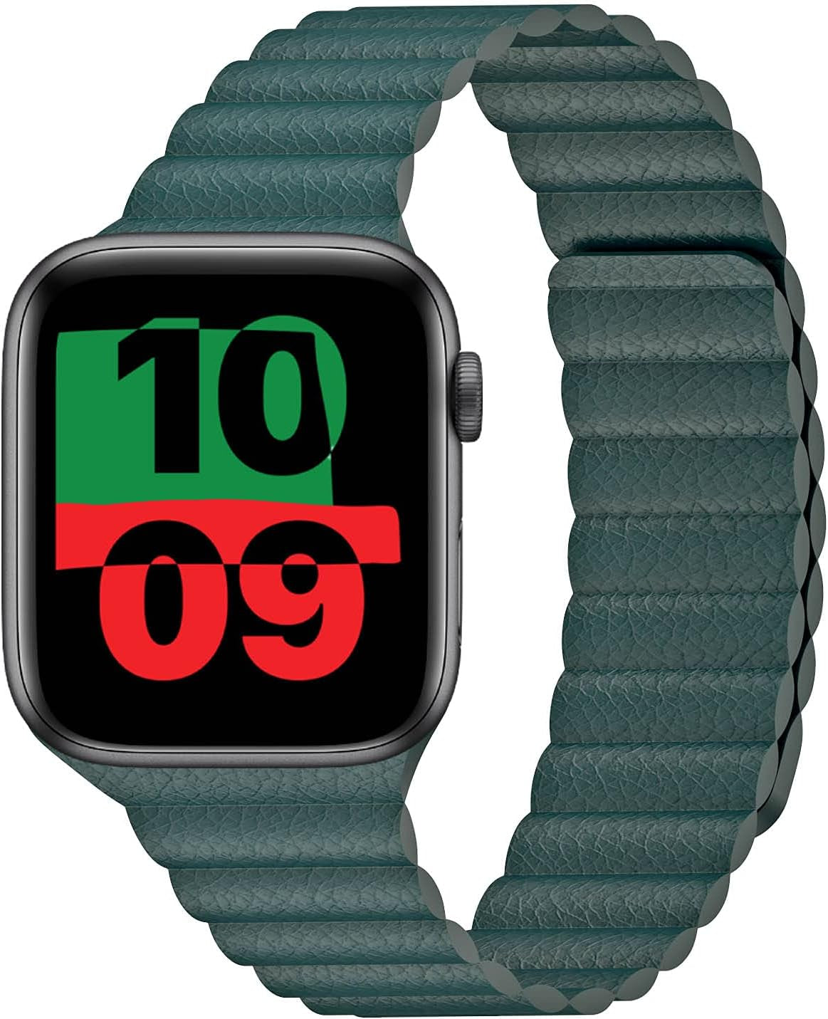 INI Compatible with Apple Watch Band 49Mm 45Mm 44Mm 42Mm 41Mm 40Mm 38Mm - Enhanced Adjustable Leather Strap with Magnetic Closure System for Iwatch Series Ultra/8/7/Se/6/5/4/3/2/1 - Black  INI Technologies Pine 42mm/44mm/45mm/49mm 6.0"-8.0" 