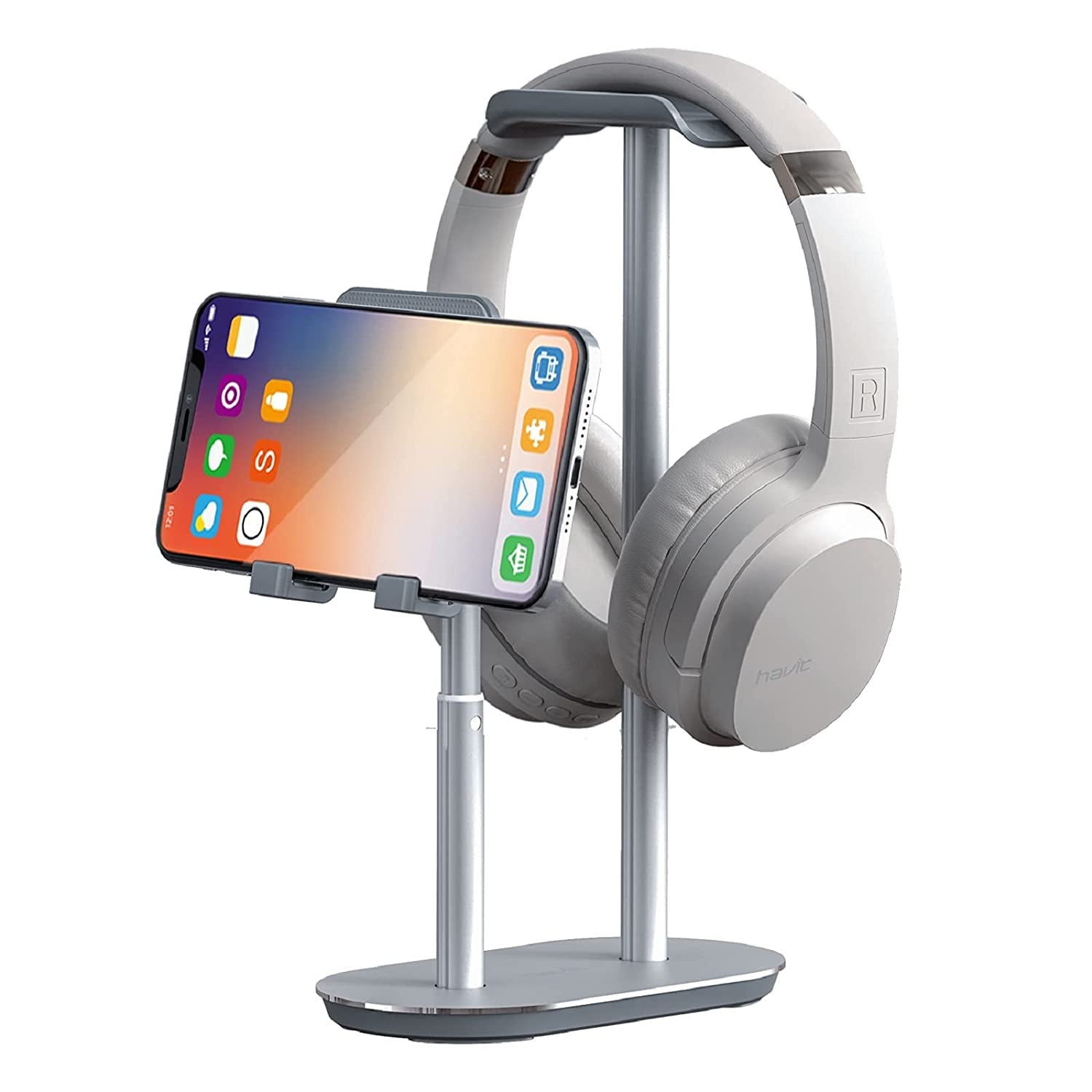 Havit Cell Phone and Gaming Headset Stand, Headphone Holder, Adjustable Phone Stands, Aluminum Desktop Headphone Holder for Desk, for 0.55'' Thick Smartphone Kindle Tablet  havit   