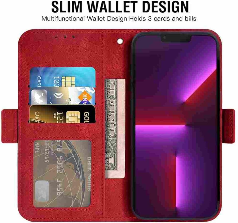 DIIGON Phone Cover Folio Wallet Case for LG Aristo 1, Premium PU Leather Slim Fit Cover for Aristo 1, 1 Photo Frame Slot, Shock Absorbent, Red  DIIGON   