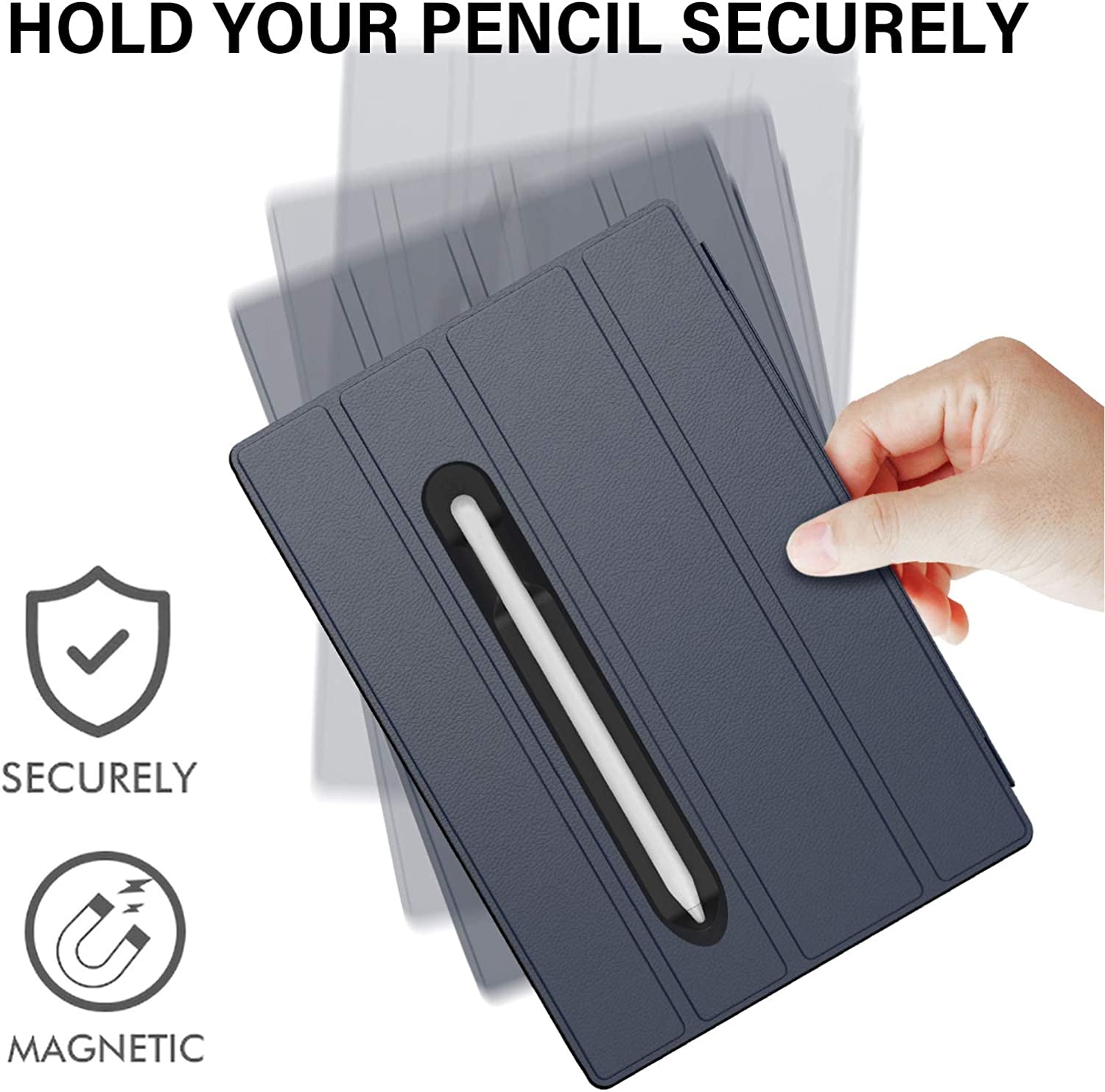 Doormoon Pencil Holder for Apple Ipad 2020 (8Th Gen) 2019 2018/ Ipad Air/ 9.7 / Pro 9.7"/ Pro 10.5"/12.9"/Pro 12.9/, Magnetic Silicone Apple Pencil 1St 2Nd Gen Leather Pocket Sleeve (Black)  Doormoon   