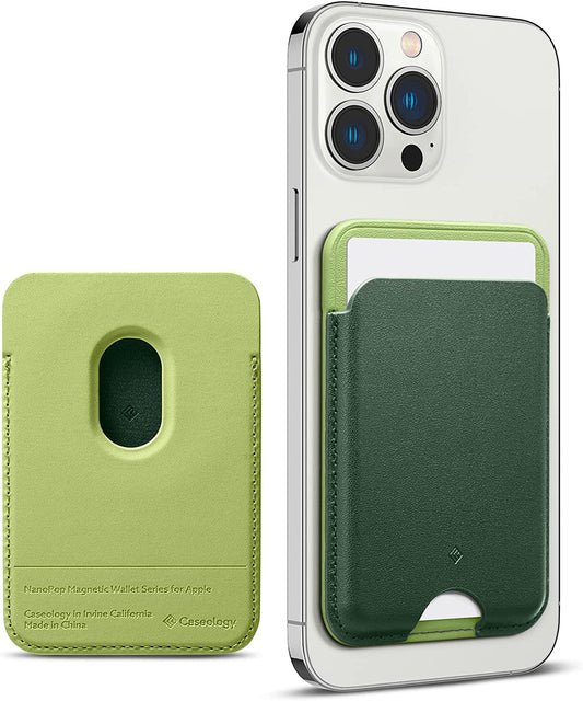 Caseology Nano Pop [Built-In Magnet] Vegan Leather Card Case Magnetic Card Holder Wallet Sleeve Designed for Magsafe for Iphone 14 Series for Iphone 13 Series for Iphone 12 Series - AVO Green  Spigen   