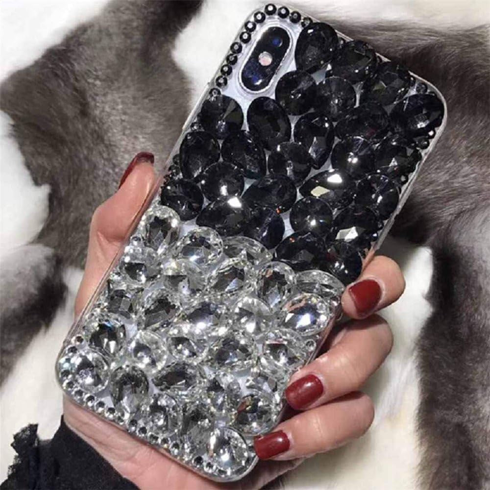 Case for LG G6,Luxury 3D Handmade Sparkle Stunning Stones Crystal Rhinestone Bling Full Diamond Gemstone Glitter Case for LG G6(A Full Black)  RB-CASE C Diamond-Black/White  