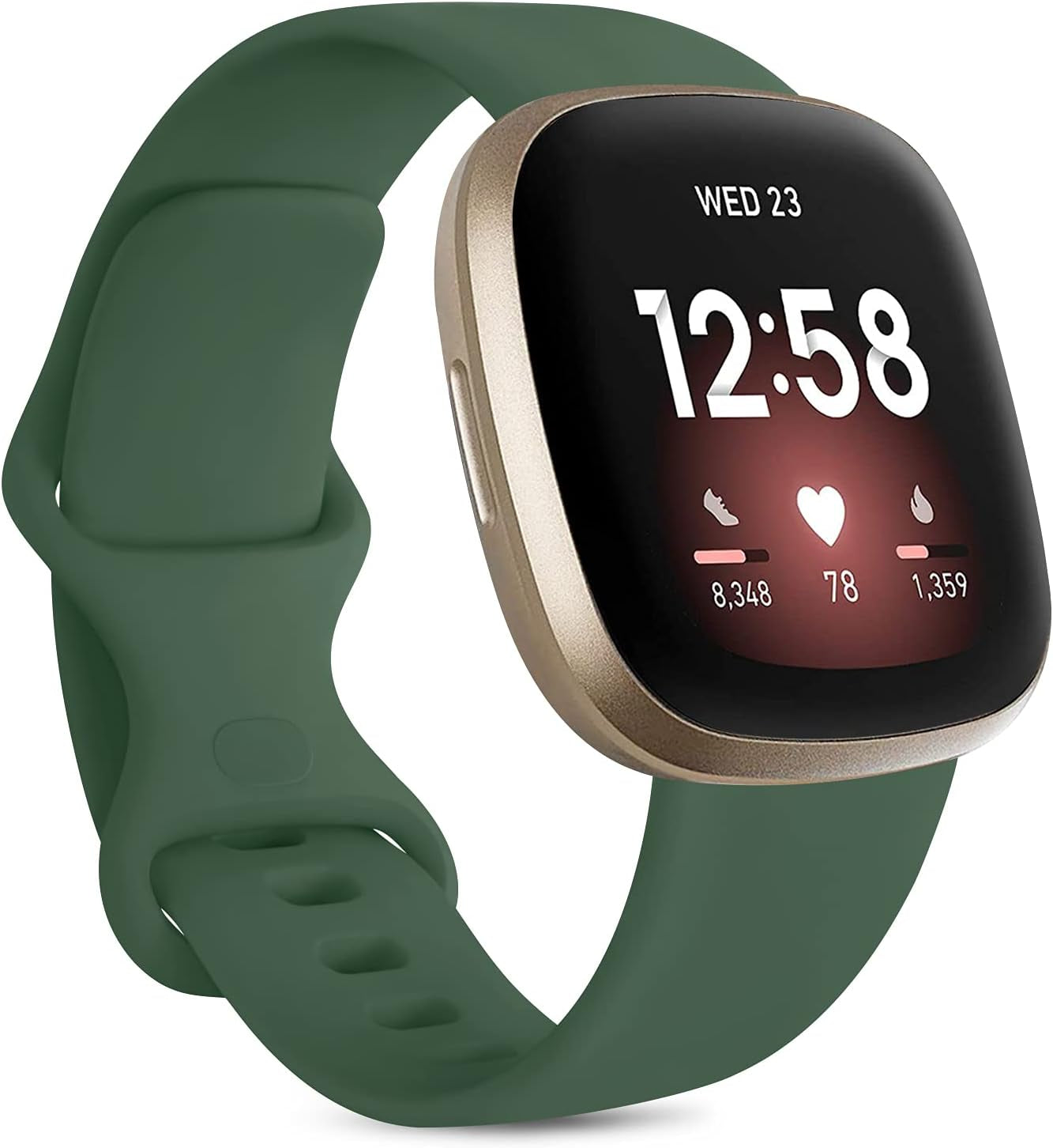 6 Pack Sport Bands Compatible with Fitbit Versa 3 Bands/Fitbit Sense Bands, Classic Soft Silicone Replacement Wristbands for Fitbit Versa 3 Smart Watch Women Men (Small, 6 Pack E)  Mugust Olive Green Small 