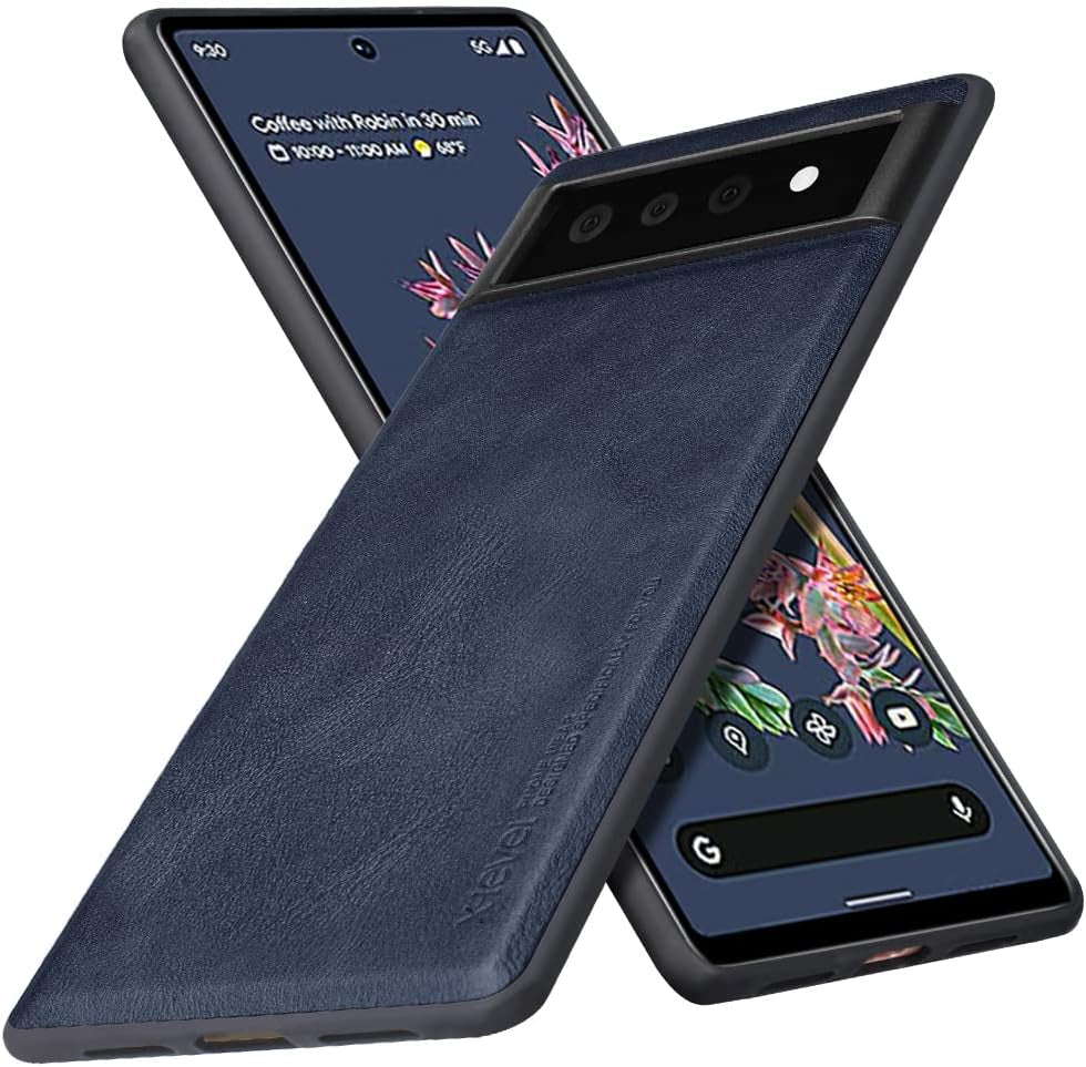 X-Level Google Pixel 6 Case,Anti-Scratch Premium PU Leather Soft TPU Bumper Shockproof Protective Phone Cover Case for Google Pixel 6 (Brown)  Pipilu Blue  