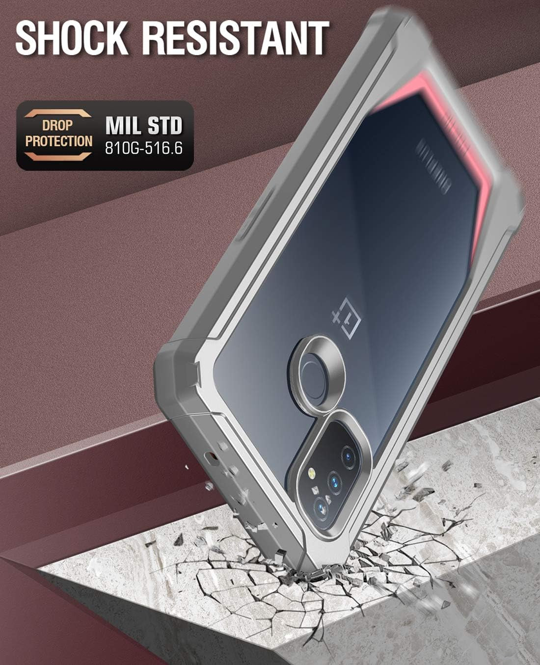 Poetic Guardian Series Case Designed for Oneplus Nord N100, Full-Body Hybrid Shockproof Bumper Cover with Built-In-Screen Protector, Pink/Clear  Poetic   