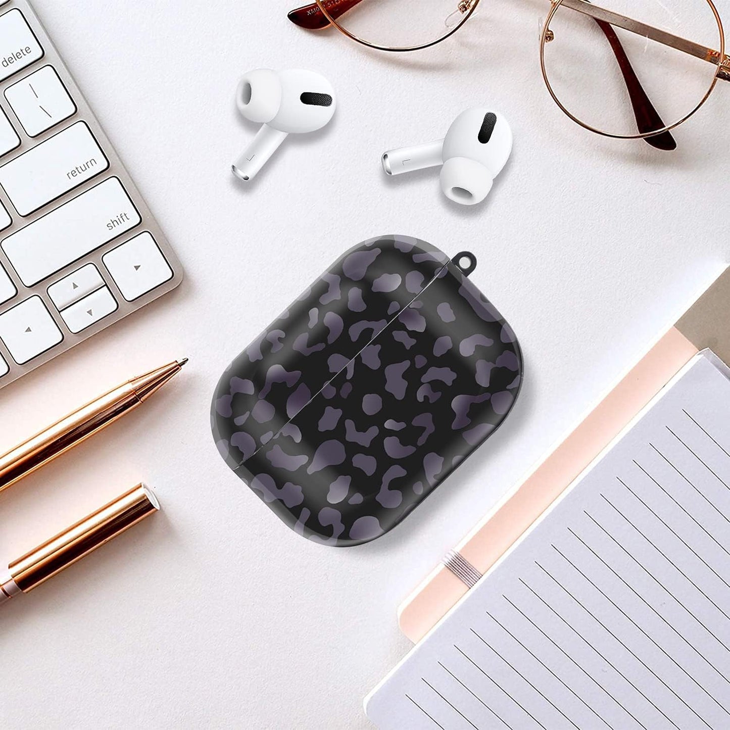 Lapac Airpods Pro Case Cheetah Leopard Airpod Pro Case Black Leopard Purple Cheetah Cute Airpod Pro Hard Case Cover with Keychain Accessories Protective for Wireless Airpods Pro Charging  Lapac   