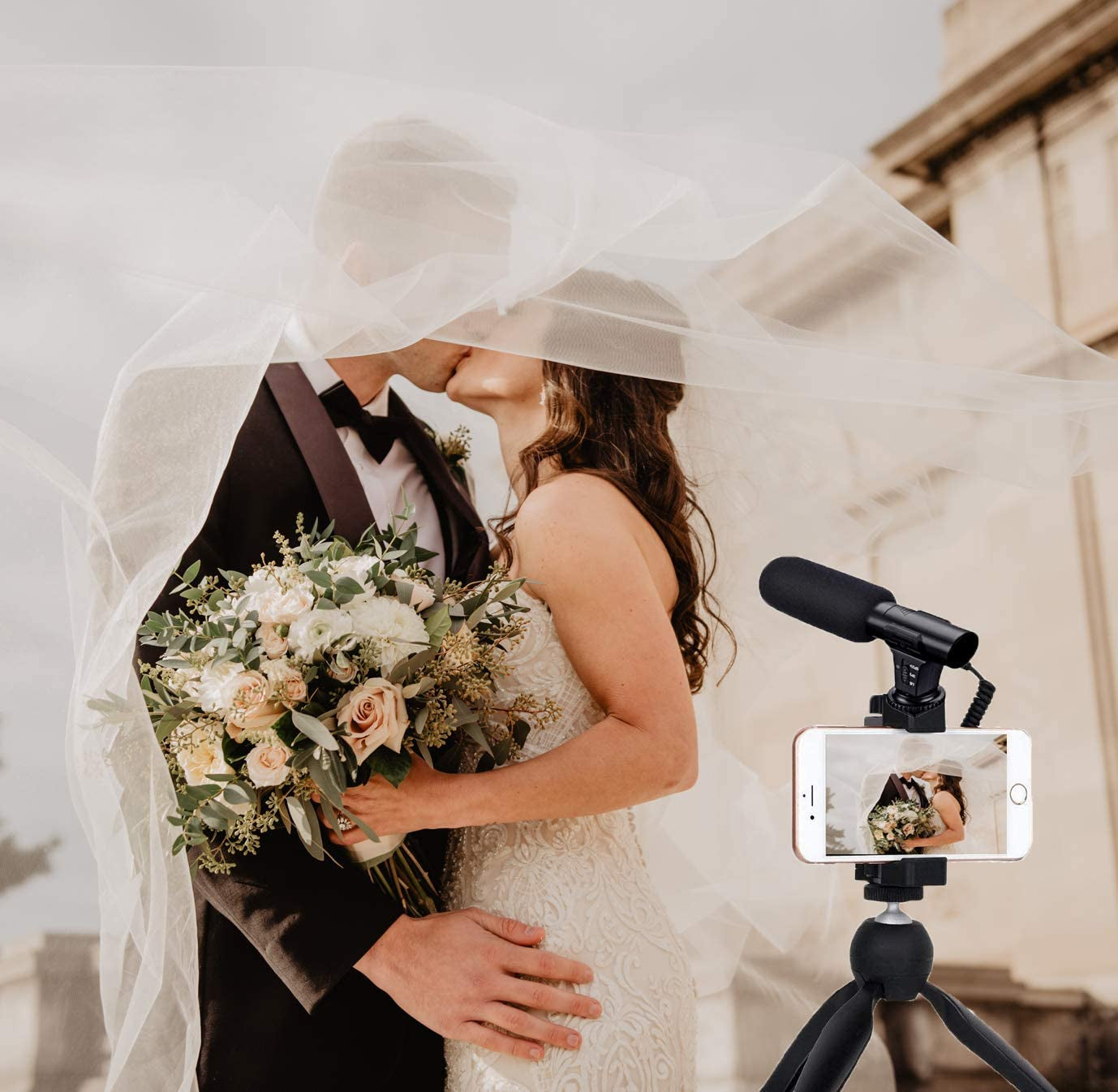 Tikysky Smartphone Camera Video Microphone Kit,Veksun ASMR Microphone for Youtube Windscreen 3.5Mm Jack External Mic for Phone Iphone Samsung DSLR Canon Nikon with Mini Tripod  tikysky   