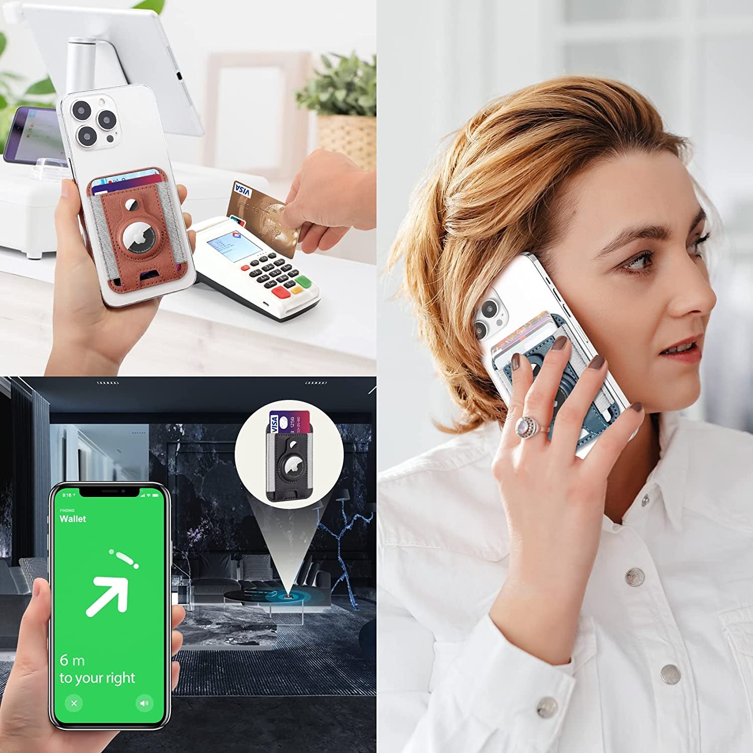 Magsafe Wallet with Airtag Holder, Magnetic Card Holder for Phone Case Compatible with Iphone 14/13/12 Mag-Safe Series, Leather Magnetic Phone Wallet Can Hold up to 7 Cards （Black）  ExtreLife   