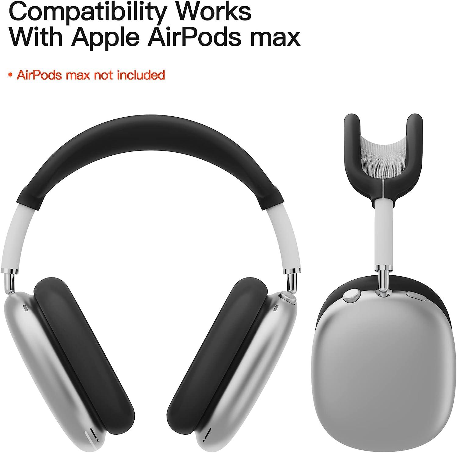 Tucana Silicon Cases Compatible for Airpods Max, Overhead Cover + Earcup Cover (Black)  Tucana   