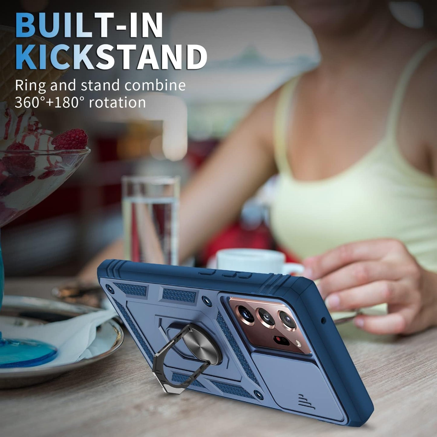 DAWEIXEAU Case for Galaxy Note 20 Ultra, Shockproof Impact Resistant with Slide Lens Protective Cover Case for Samsung Galaxy Note 20 Ultra/Note 20 Ultra 5G (Blue)  DAWEIXEAU   