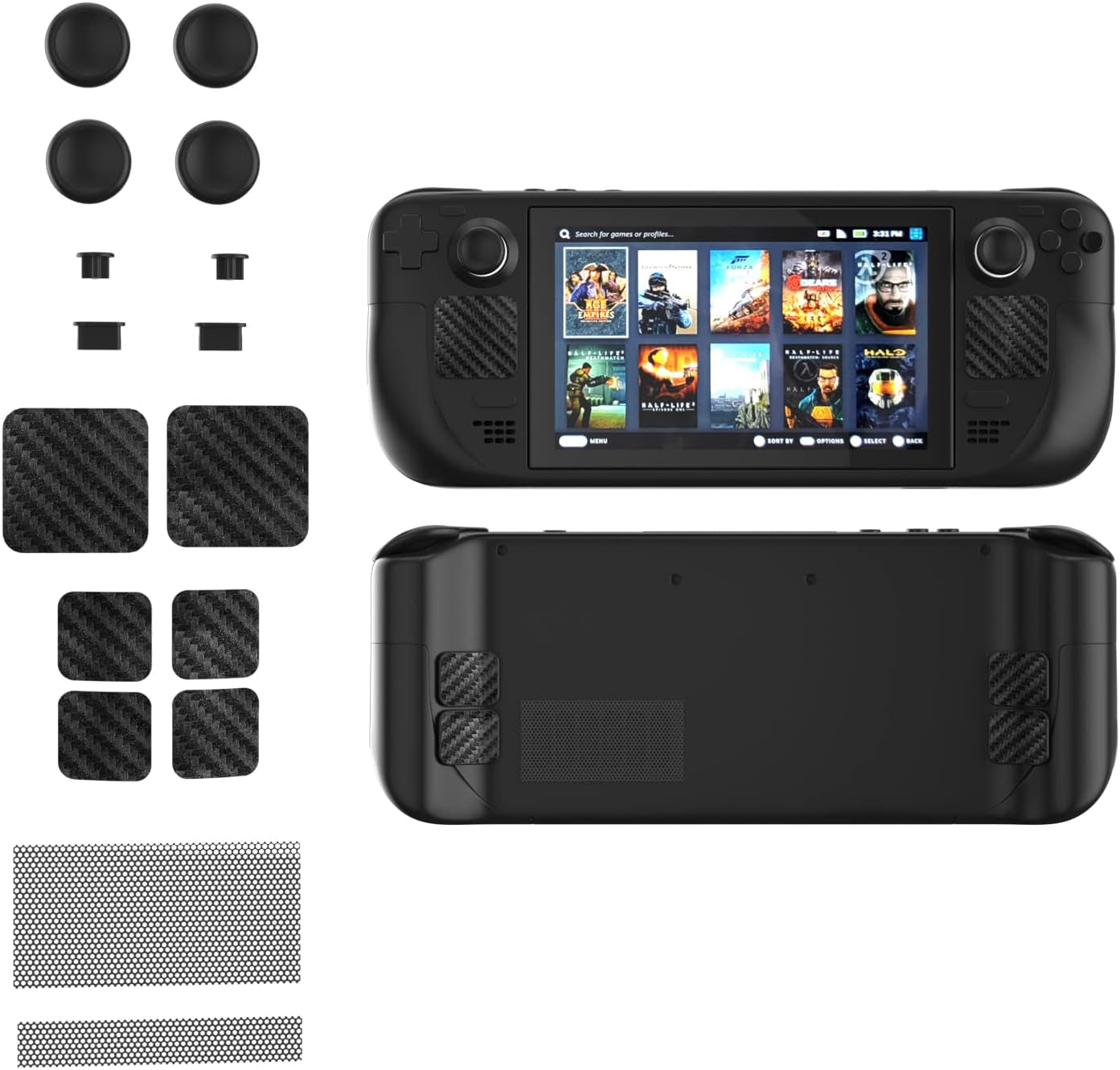 Steam Deck Accessories, Steam Deck Touch Protector, Steam Deck Dust Plug, Steam Deck Silicone Thumb Grip Caps, Vent Dust Filter Cover with Trackpads Skins - 9 in 1  ECHZOVE   