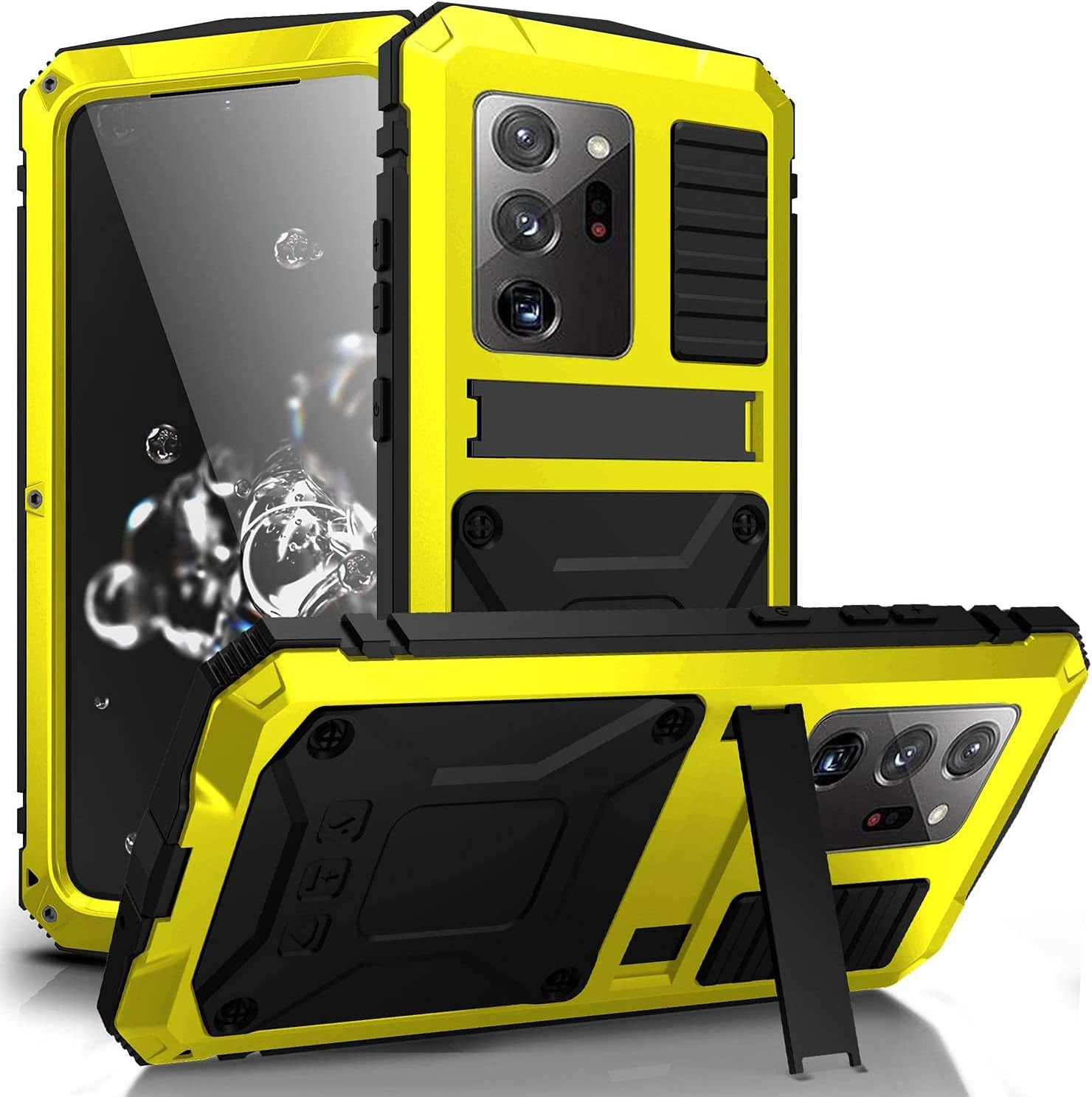 Simicoo Samsung Note 20 Ultra Metal Case with Screen Protector Military Rugged Heavy Duty Shockproof with Stand Camera Protector Full Cover Case for Note 20 Ultra (Yellow)  Simicoo   