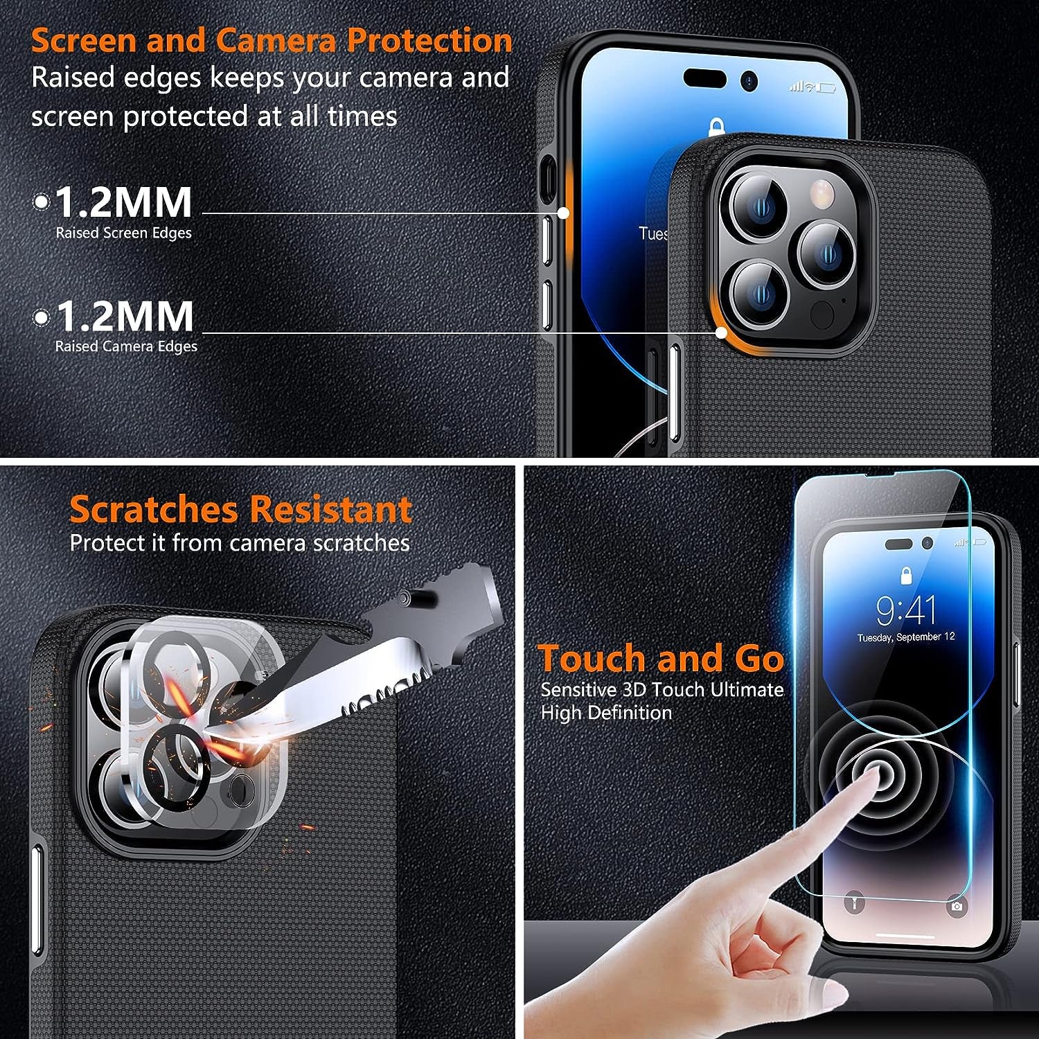 ALOFOX for Iphone 14 Pro Max Case [Military Grade Drop-Proof] [Tempered Glass Screen Protector + Camera Lens Protector] Dual Layer Heavy Duty Shockproof Case-Matte Black  ALOFOX   