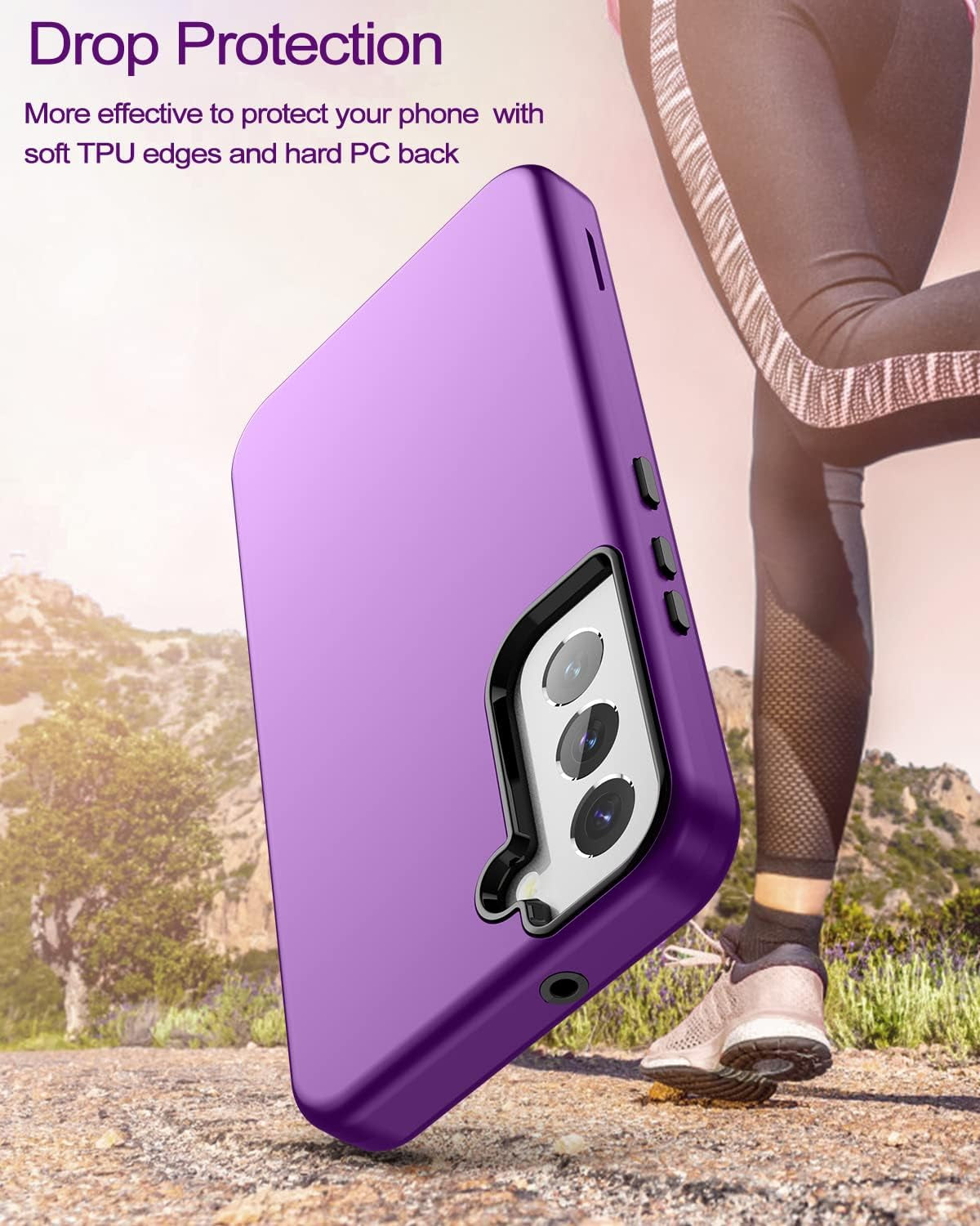 Welovecase for Samsung Galaxy S22 5G Case, Cover 3 in 1 Full Body Heavy Duty Protection Hybrid Shockproof TPU Bumper Three Layer Protective Case for Samsung Galaxy S22 6.1 Inch Purple  WeLoveCase   