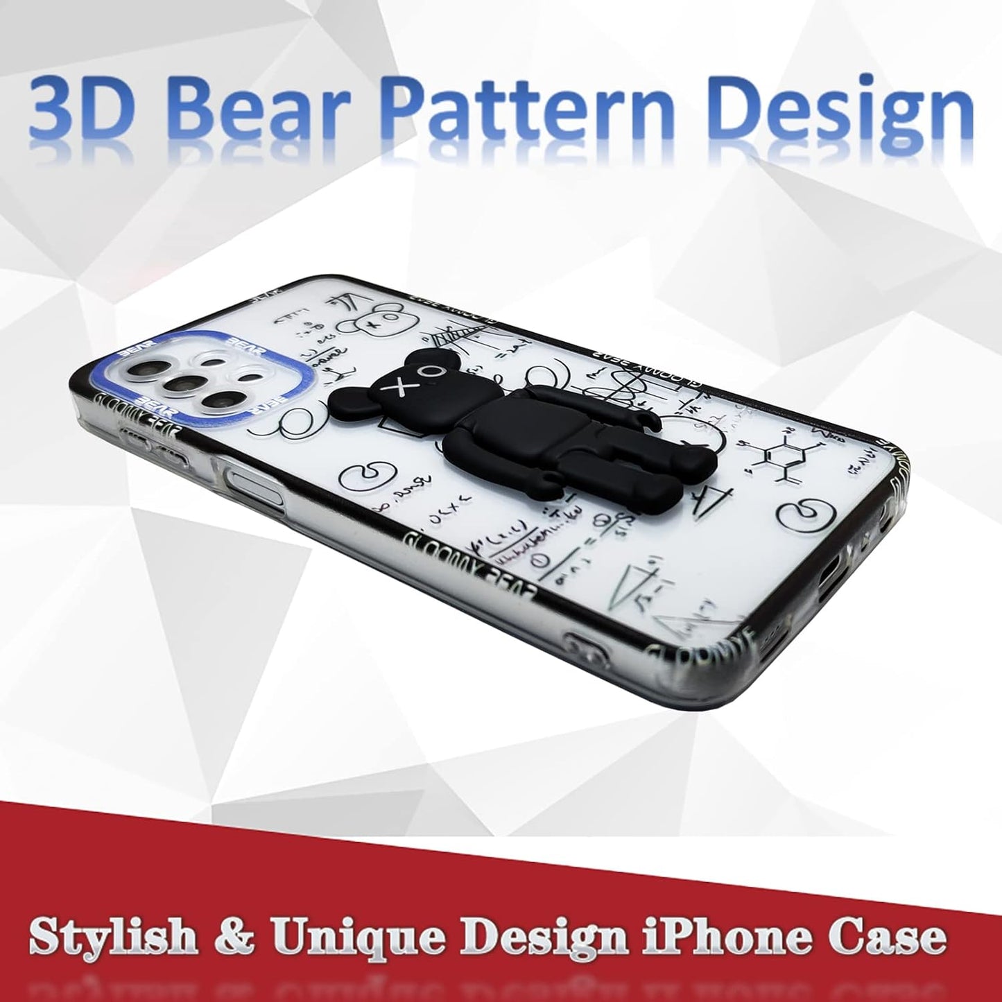 DOWINTIGER Samsung Galaxy A53 5G Case - Cool Designer 3D Bear with Kickstand Design for Boys Men, Street Fashion Soft Flexible Slim TPU Camera Lens Protective Clear Cover for Galaxy A53 - Black Bear  DOWINTIGER   