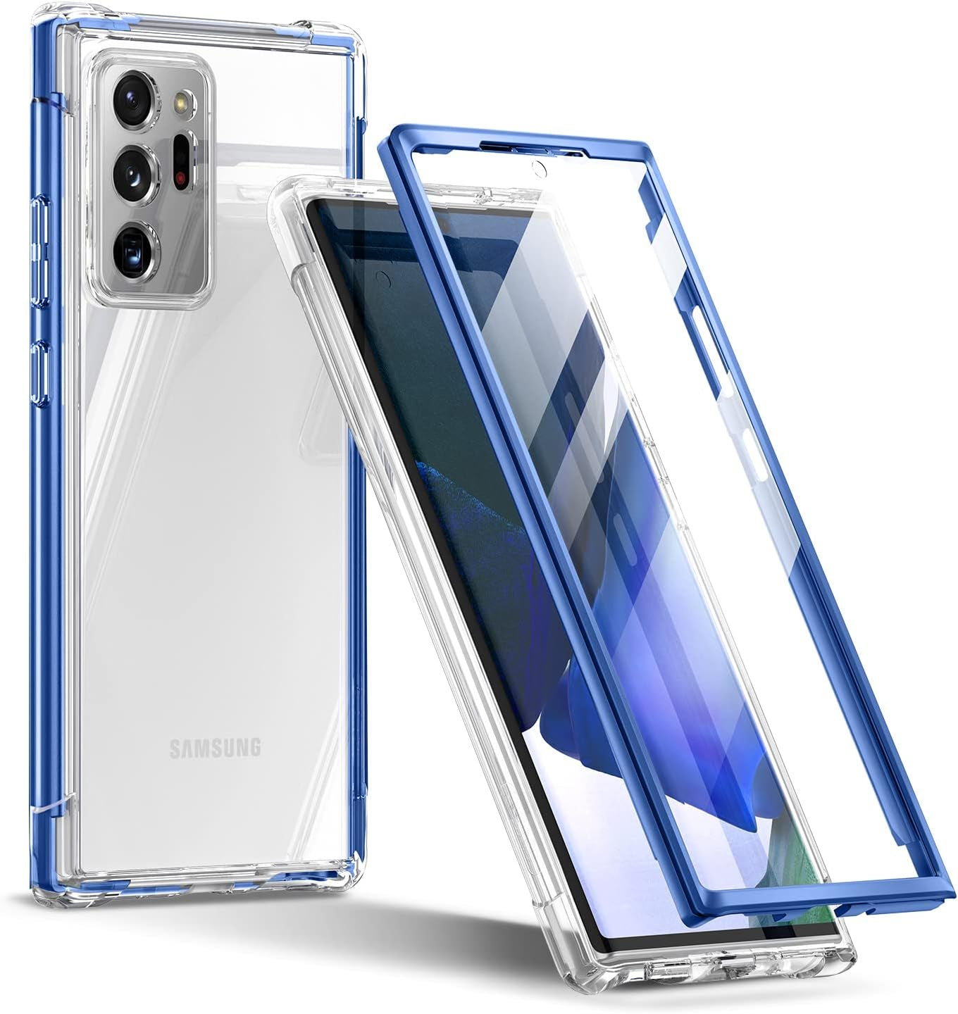 SURITCH Clear Case for Samsung Galaxy Note 20 Ultra (Only) 6.9-Inch, [Built-In Screen Protector] Full Body Protection Bumper Shockproof Rugged Protective Phone Cover for 20 Ultra -(Dark Magenta)  SURITCH Blue  