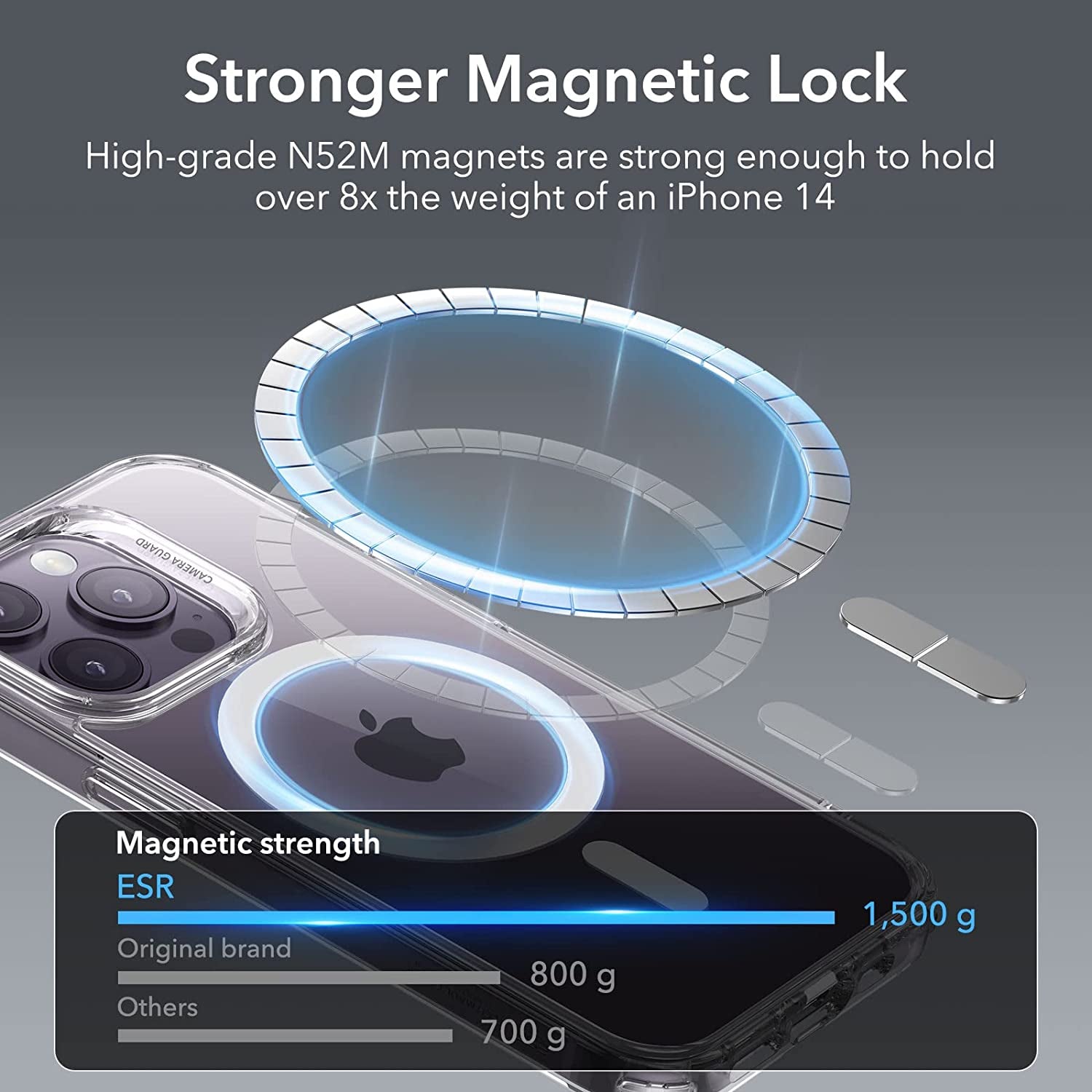 ESR for Iphone 14 Pro Case, Compatible with Magsafe, Shockproof Military-Grade Protection, Yellowing Resistant, Magnetic Phone Case for Iphone 14 Pro, Classic Hybrid Case (Halolock), Clear  Electronic Silk Road Corp   