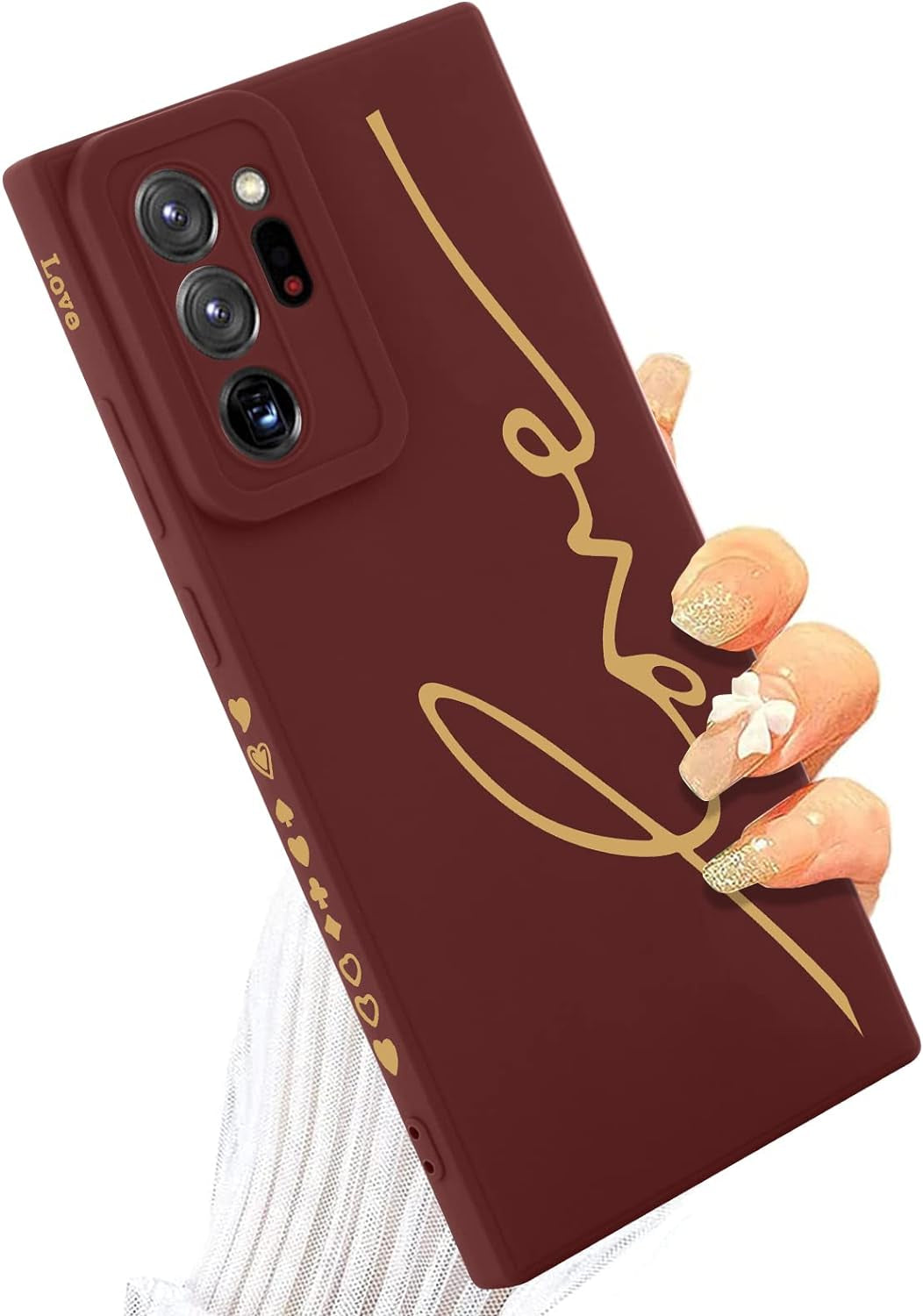 MOWIME for Samsung Galaxy Note 20 Ultra Case, Back Cute Plating Love Letter with Anti-Fall Lens Cameras Cover Protection Soft TPU Shockproof Anti-Fingerprint Phone Case for Women Girls Men-Black  MOWIME Red  