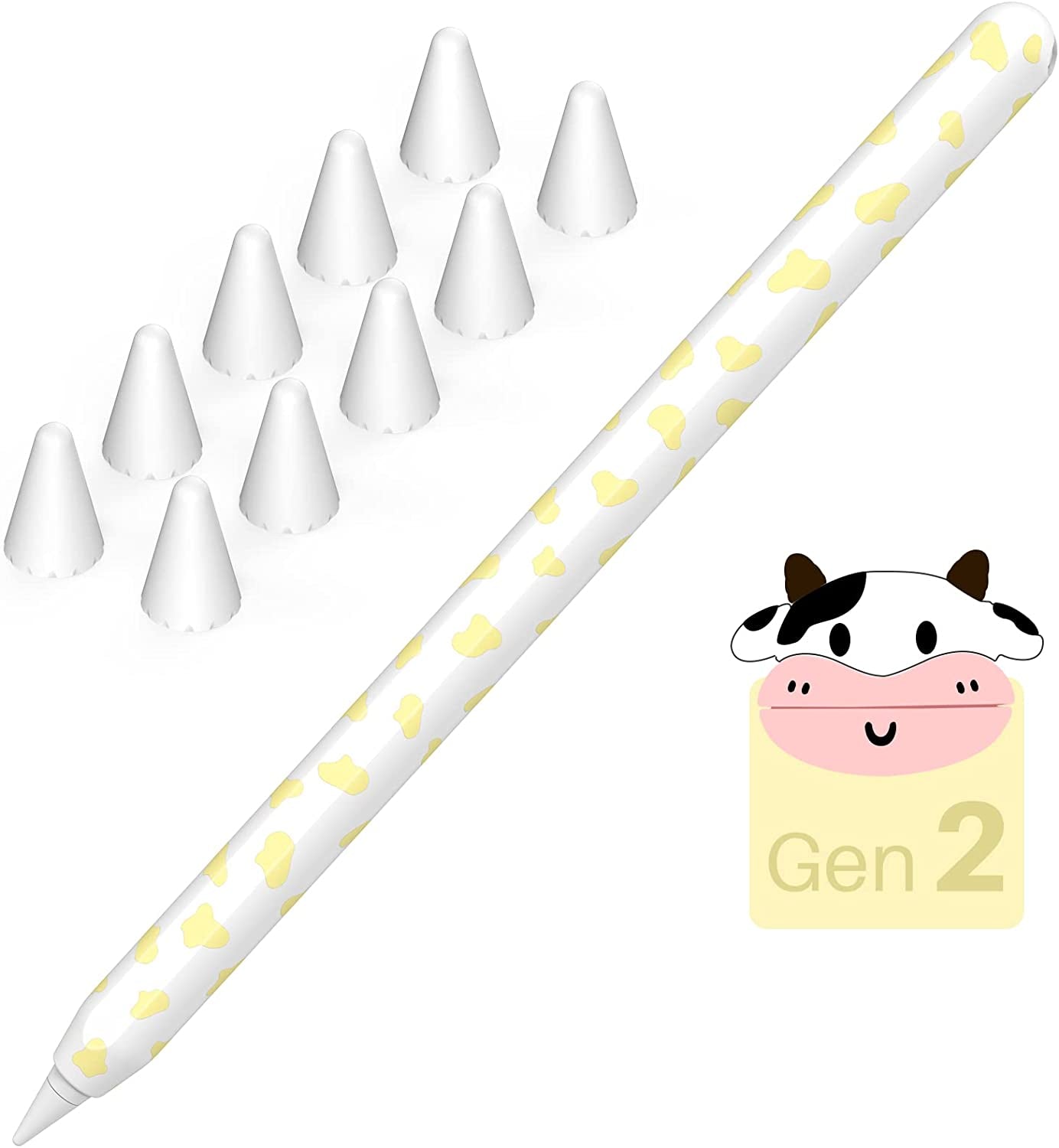 NIUTRENDZ Cow Print Case for Apple Pencil 2Nd Generation Case Cover Silicone Protective Sleeve Skin Accessories with 10Pcs Apple Pencil Tips Cover (Purple)  NIUTRENDZ Yellow Apple Pencil 2nd Generation 