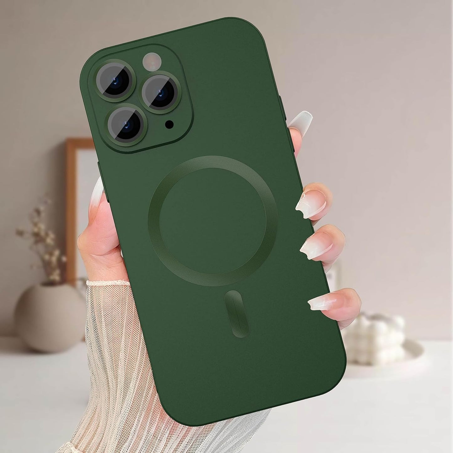 Womdakon Magnetic Case for Iphone 11 Pro Max Phone Case for Women, [Adaptation with Magsafe] Matte Luxury Soft Metallic Luster Design for Iphone 11 Pro Max 6.5'' with Camera Protector-Green  Womdakon   
